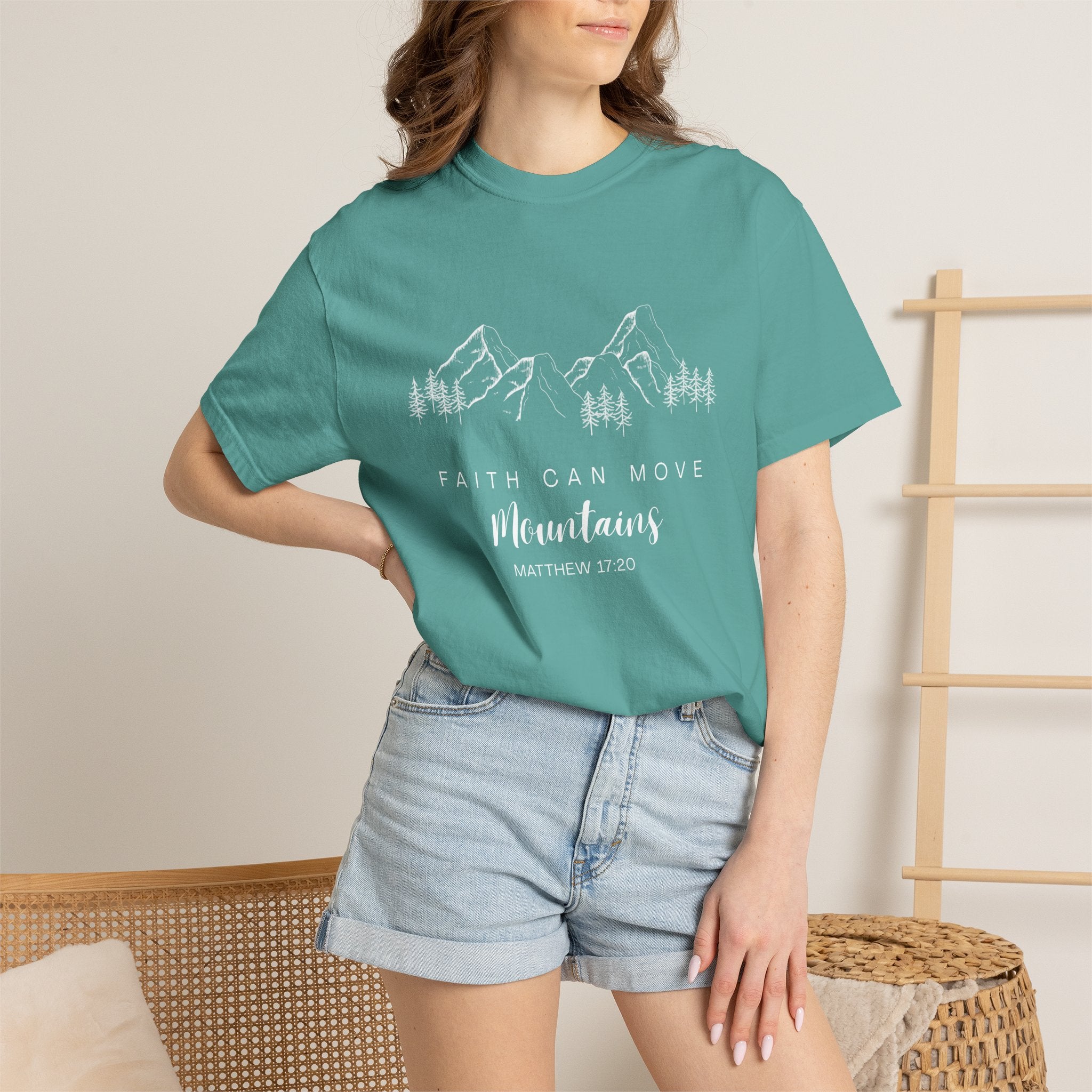 Faith Can Move Mountains T-Shirt — Matthew 17:20 Christian Mountain Graphic Tee