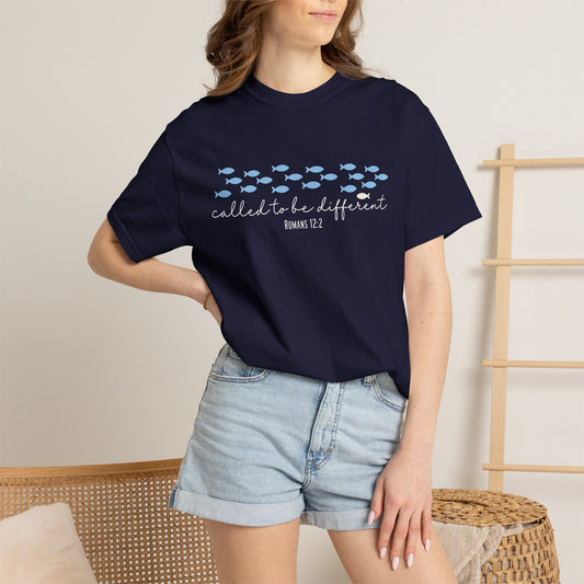 Called to Be Different Fish Graphic T-Shirt — Romans 12:2 Christian Faith Tee