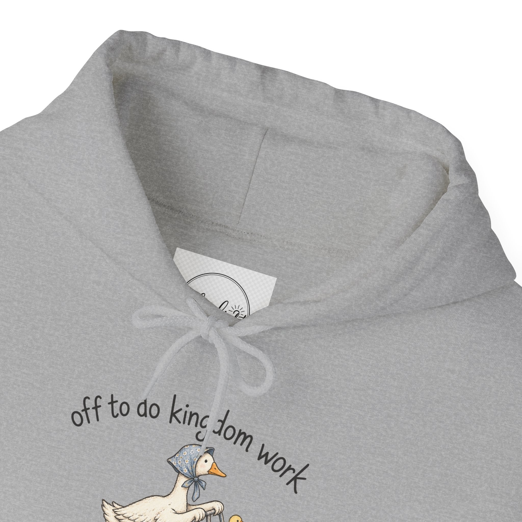 Hoodie — "Off to Do Kingdom Work" Goose Cartoon Christian Hoodie (Proverbs 31:25-27)