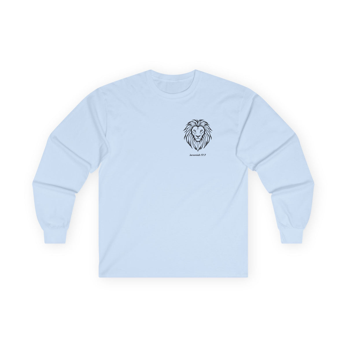 Blessed Is The Man Lion Long Sleeve Tee — "Blessed is the man who trust in The Lord" (Jeremiah 17:7)