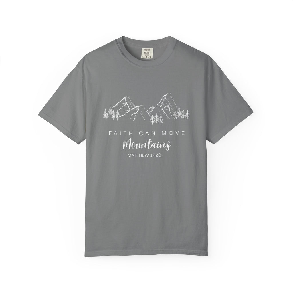 Faith Can Move Mountains T-Shirt — Matthew 17:20 Christian Mountain Graphic Tee