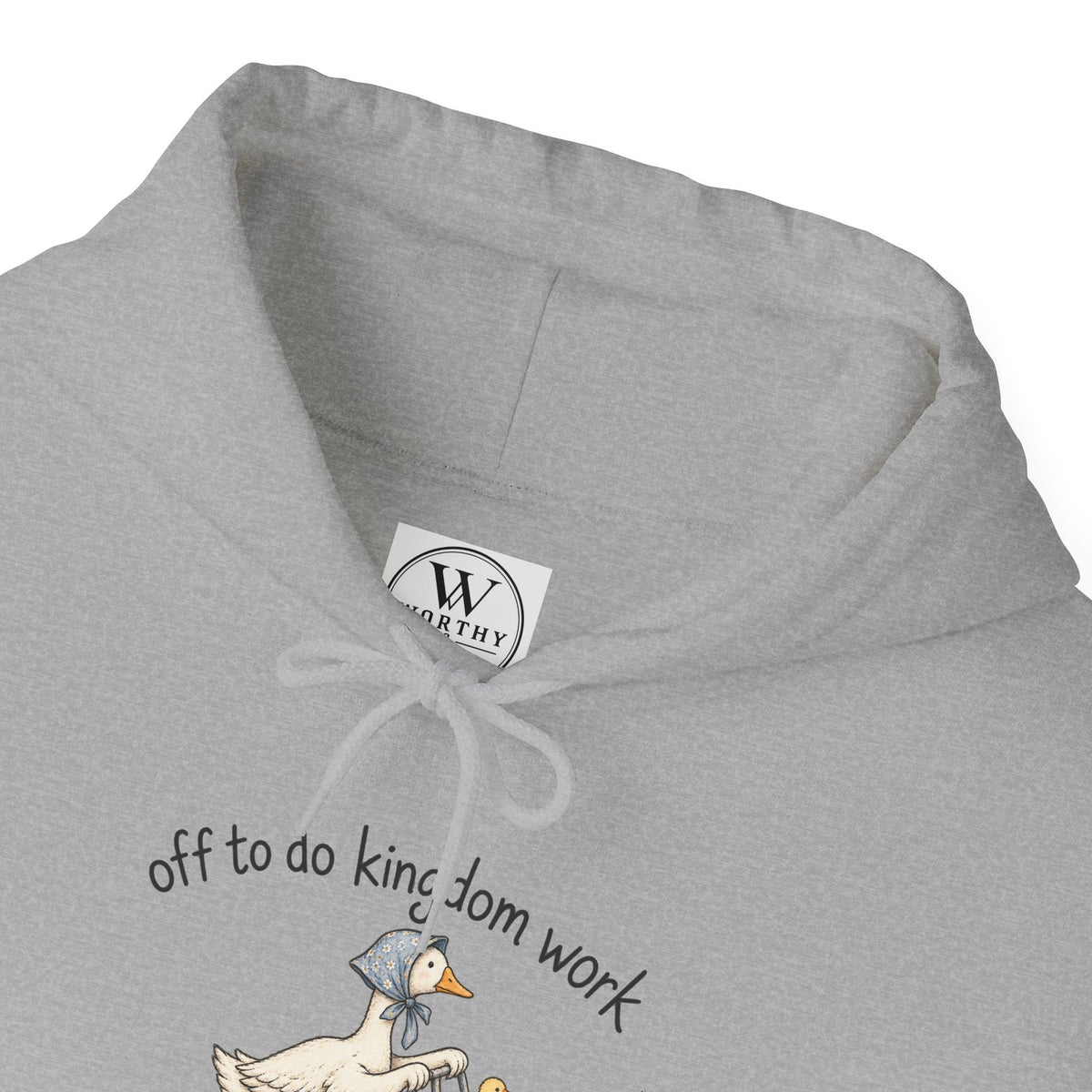Hoodie — "Off to Do Kingdom Work" Goose Cartoon Christian Hoodie (Proverbs 31:25-27)