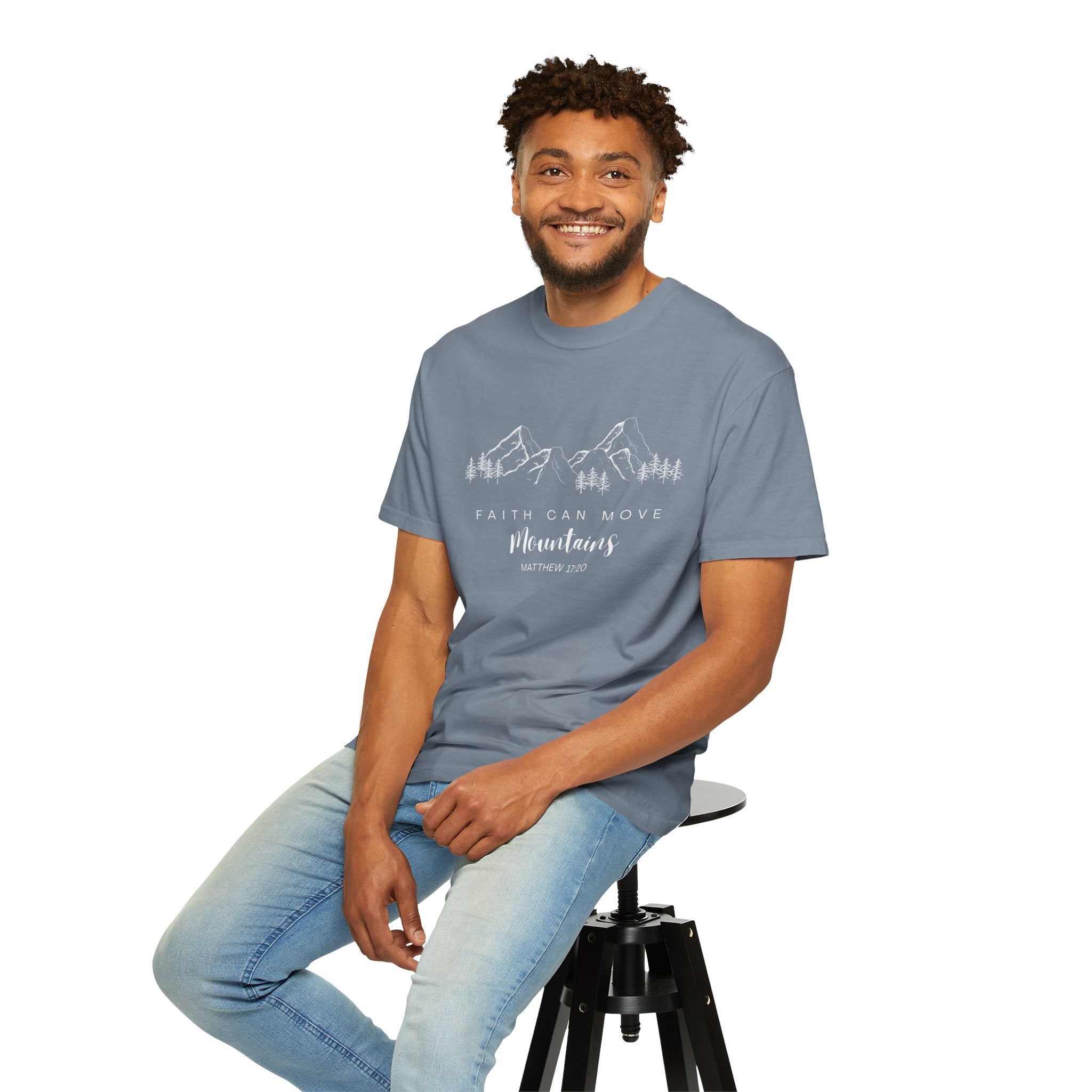 Faith Can Move Mountains T-Shirt — Matthew 17:20 Christian Mountain Graphic Tee