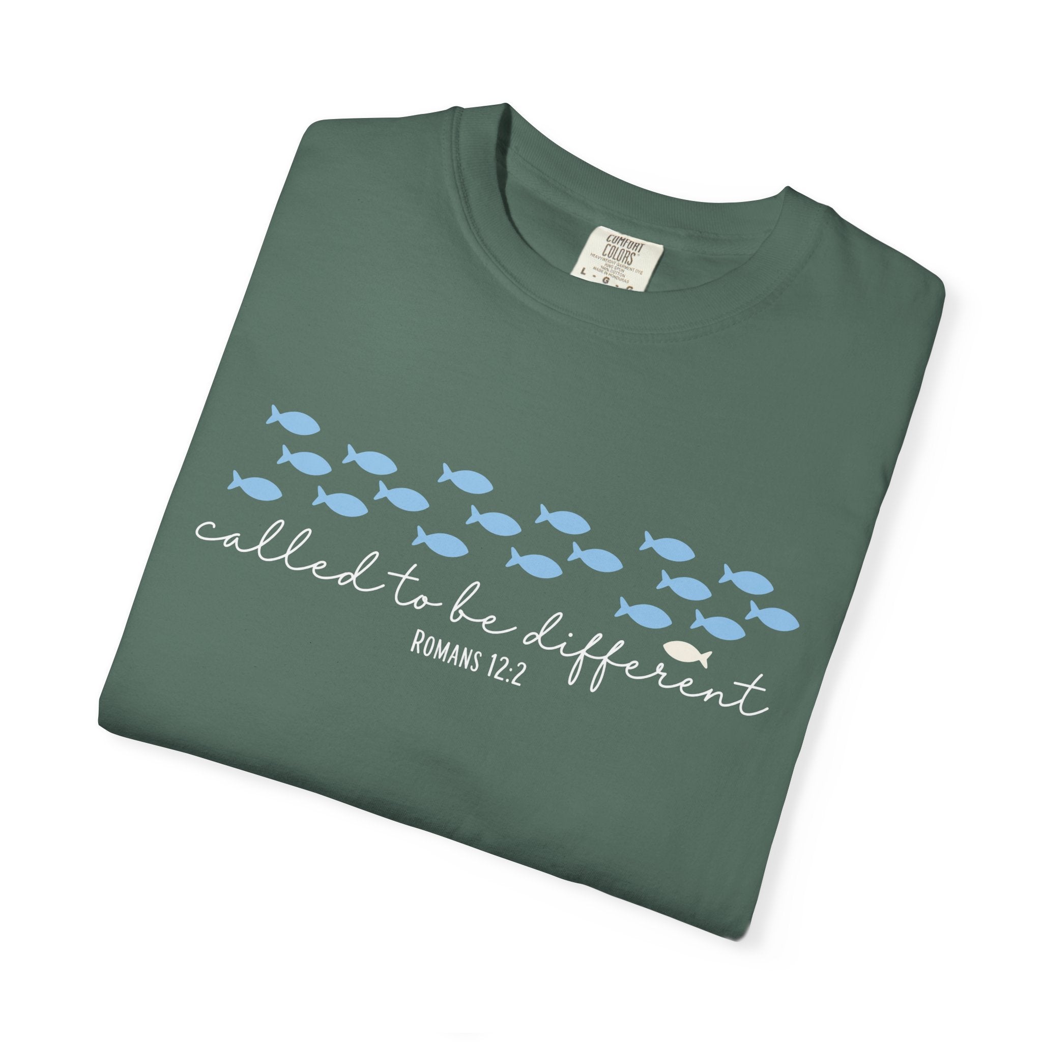 Called to Be Different Fish Graphic T-Shirt — Romans 12:2 Christian Faith Tee