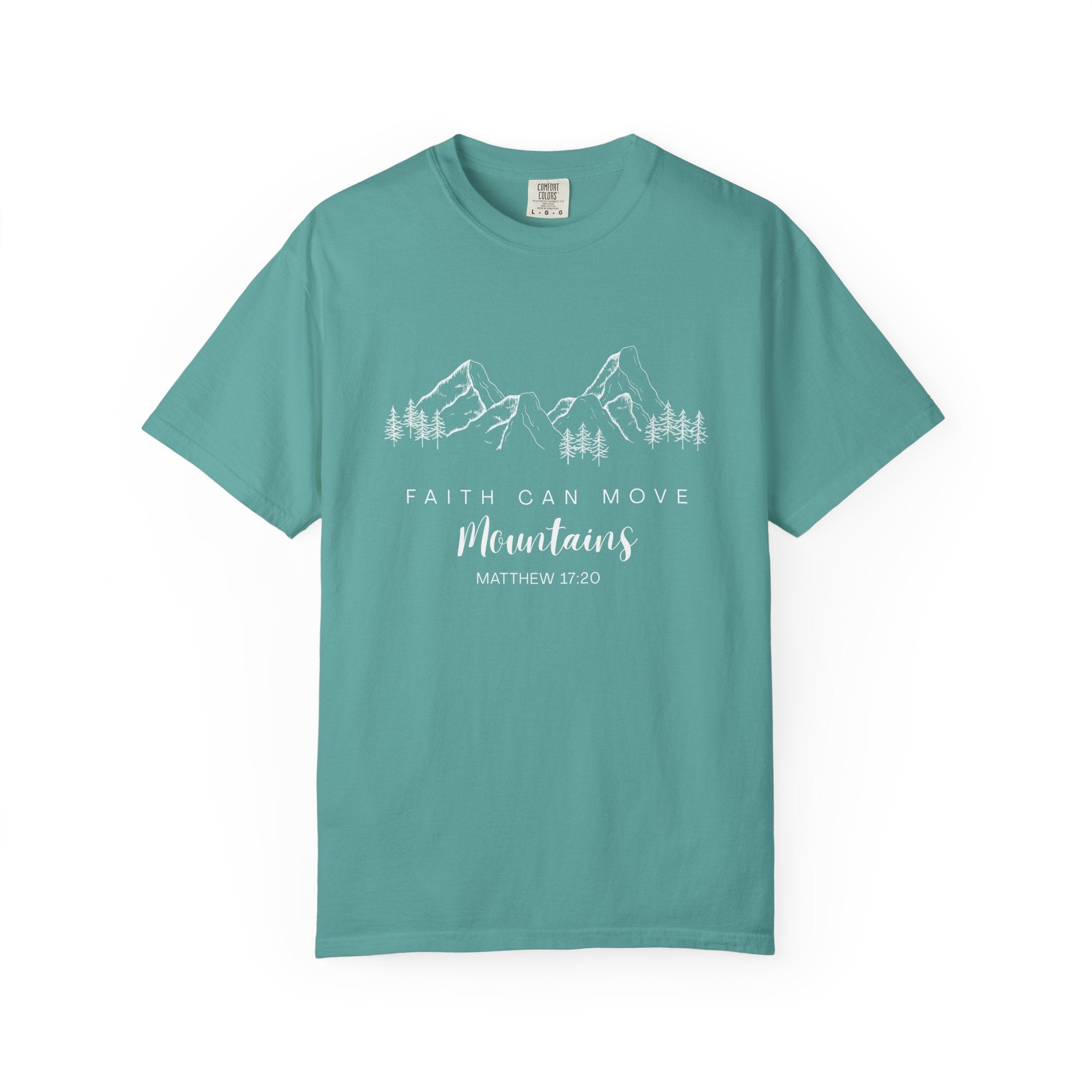 Faith Can Move Mountains T-Shirt — Matthew 17:20 Christian Mountain Graphic Tee