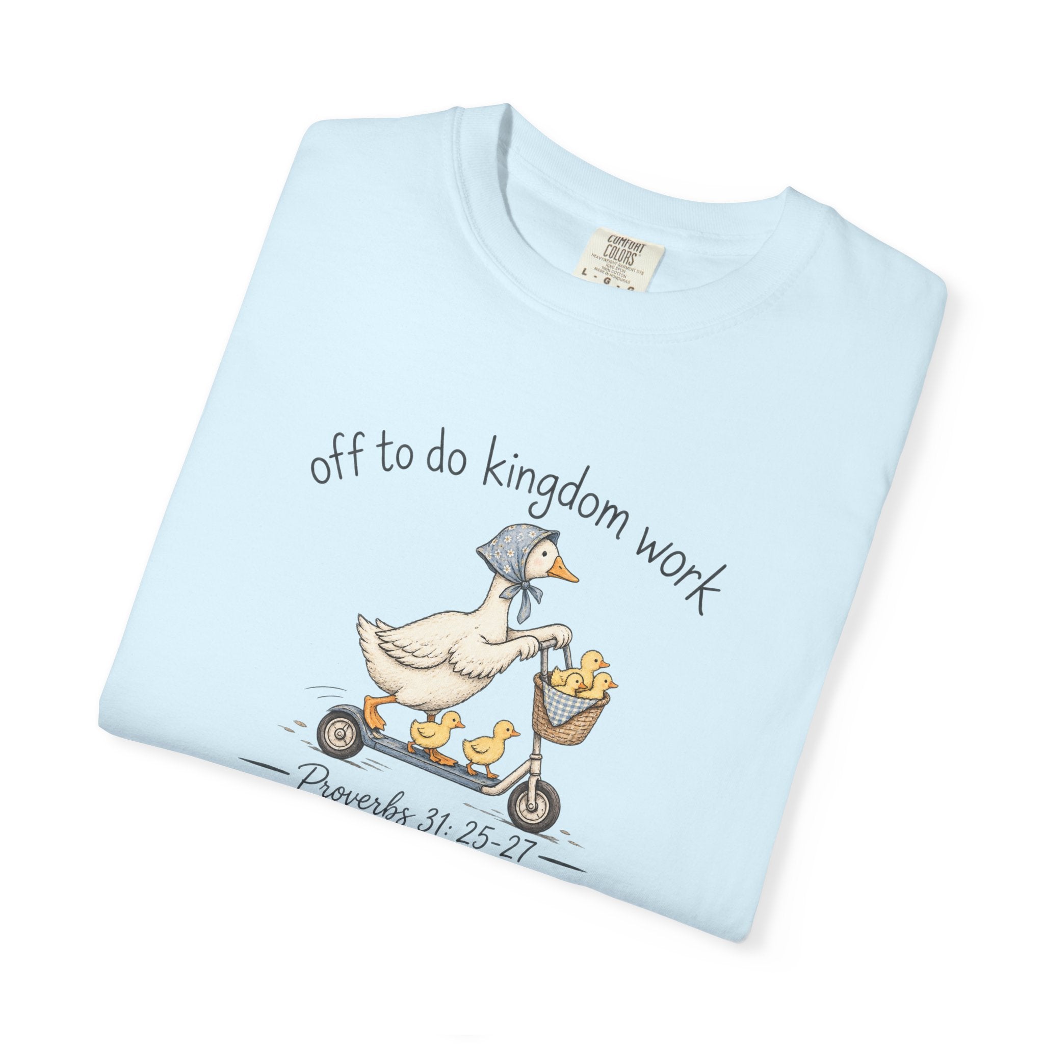 Duck Scooter T-Shirt — "Gf to do kingdom work" Cute Vintage Animal Tee
