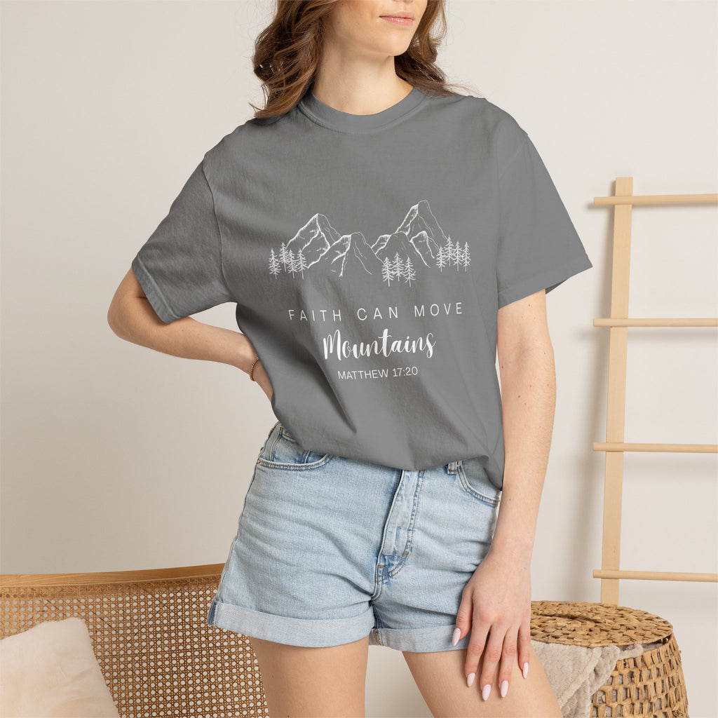Faith Can Move Mountains T-Shirt — Matthew 17:20 Christian Mountain Graphic Tee
