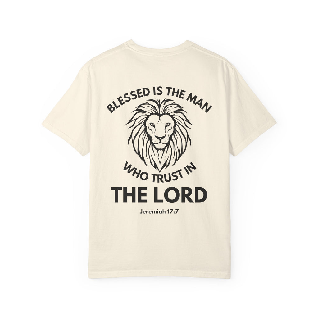 Christian Lion T-Shirt — "Blessed Is The Man Who Trust in The Lord" (Jeremiah 17:7)