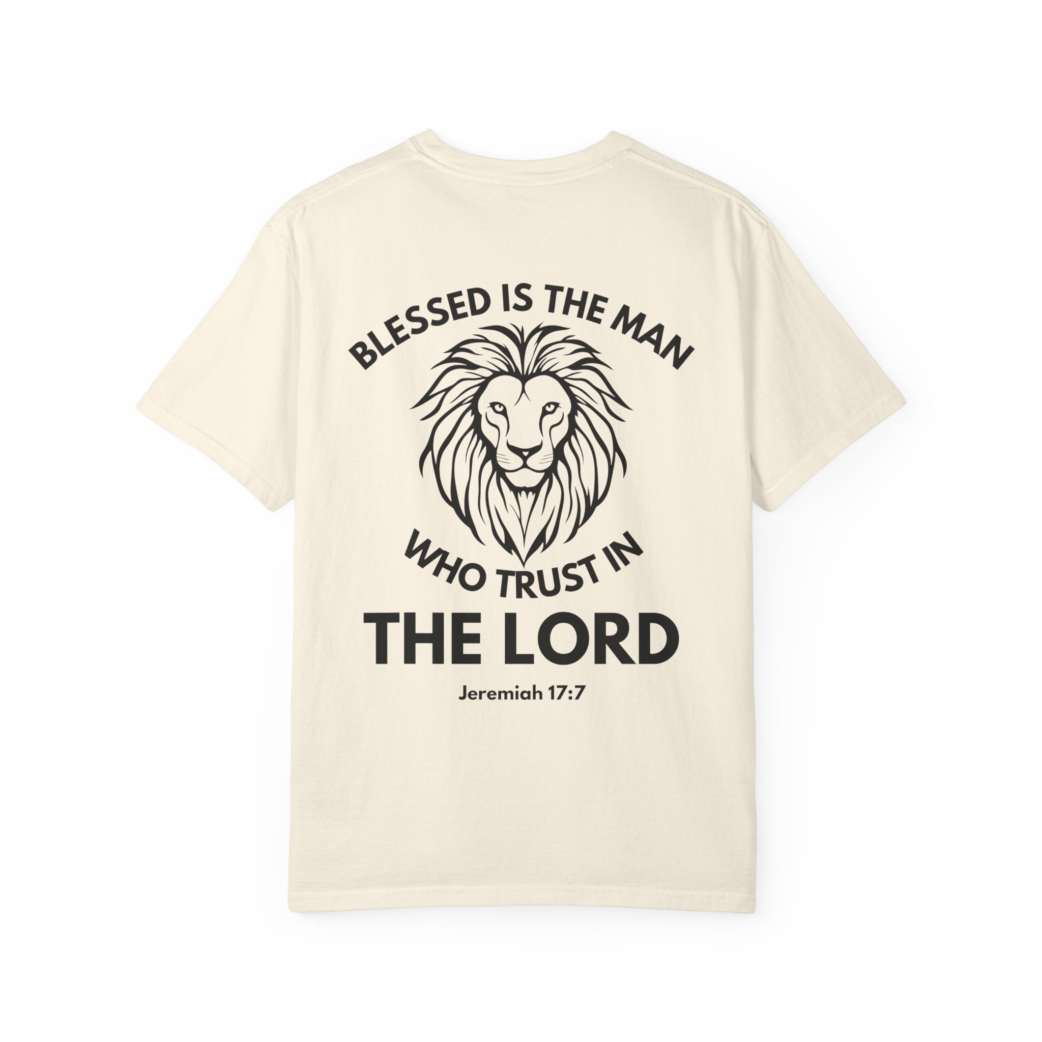 Christian Lion T-Shirt — "Blessed Is The Man Who Trust in The Lord" (Jeremiah 17:7)