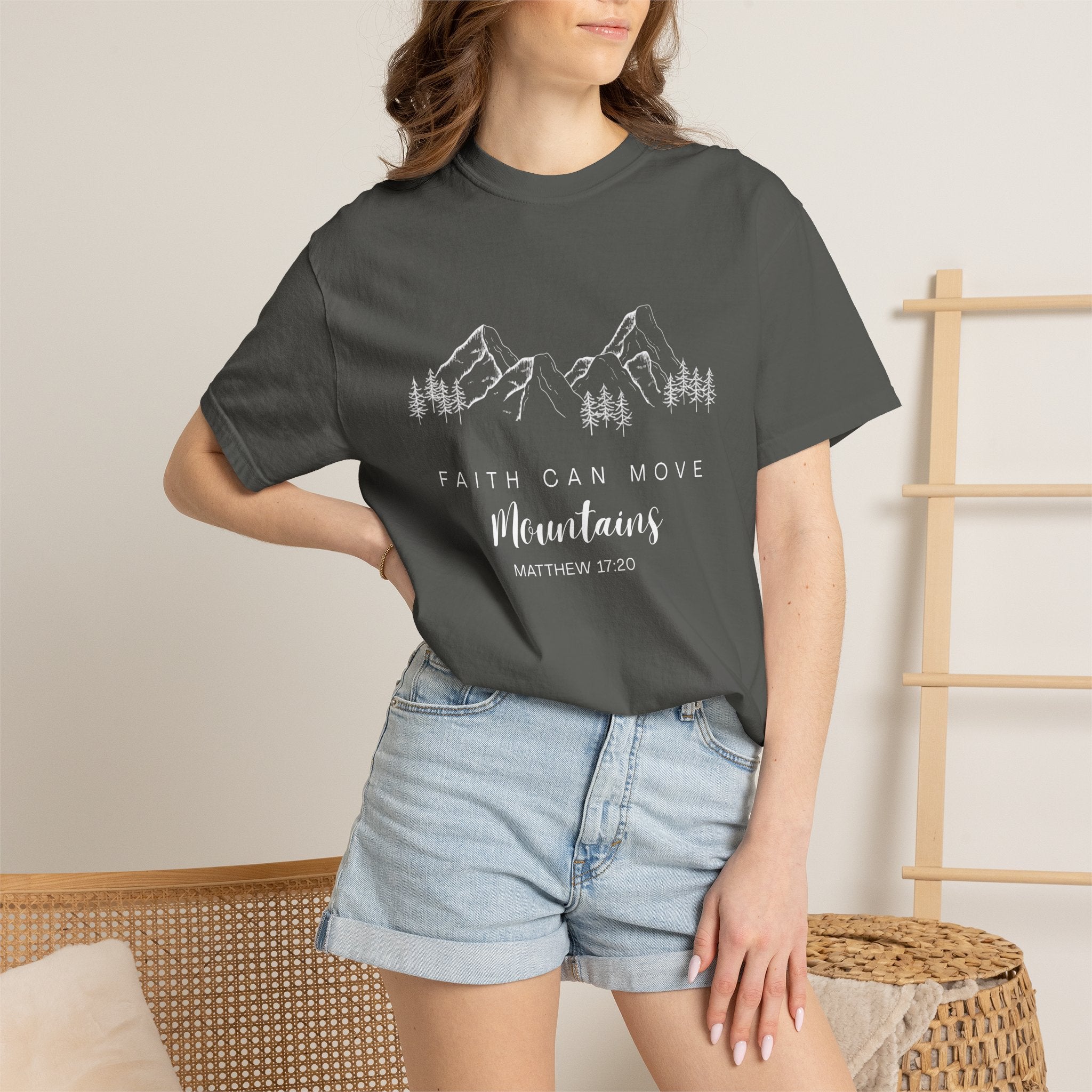 Faith Can Move Mountains T-Shirt — Matthew 17:20 Christian Mountain Graphic Tee