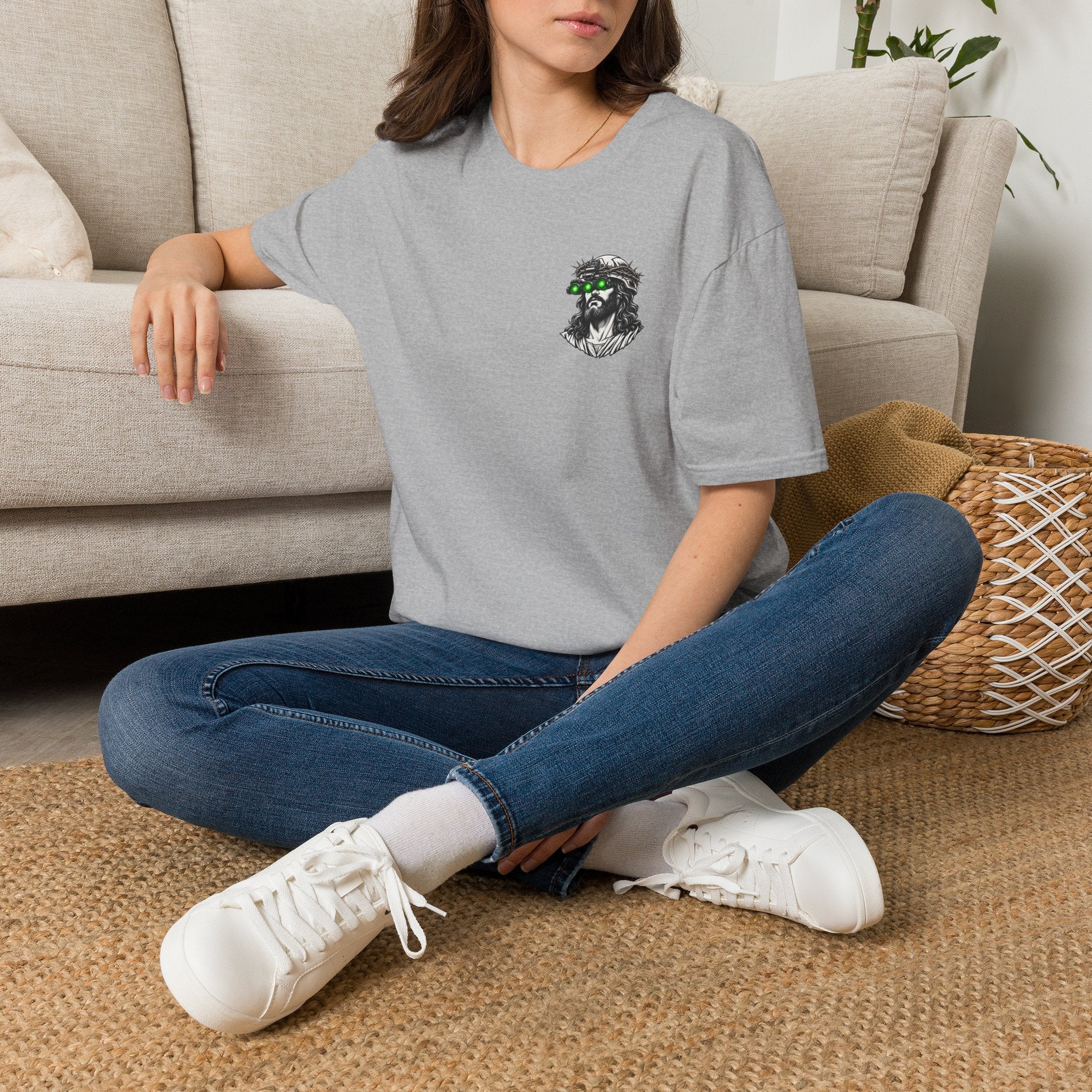 Night Vision Jesus T-Shirt — Retro Neon God Graphic Tee