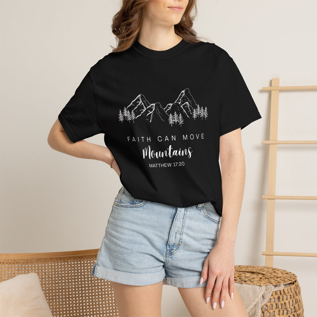 Faith Can Move Mountains T-Shirt — Matthew 17:20 Christian Mountain Graphic Tee