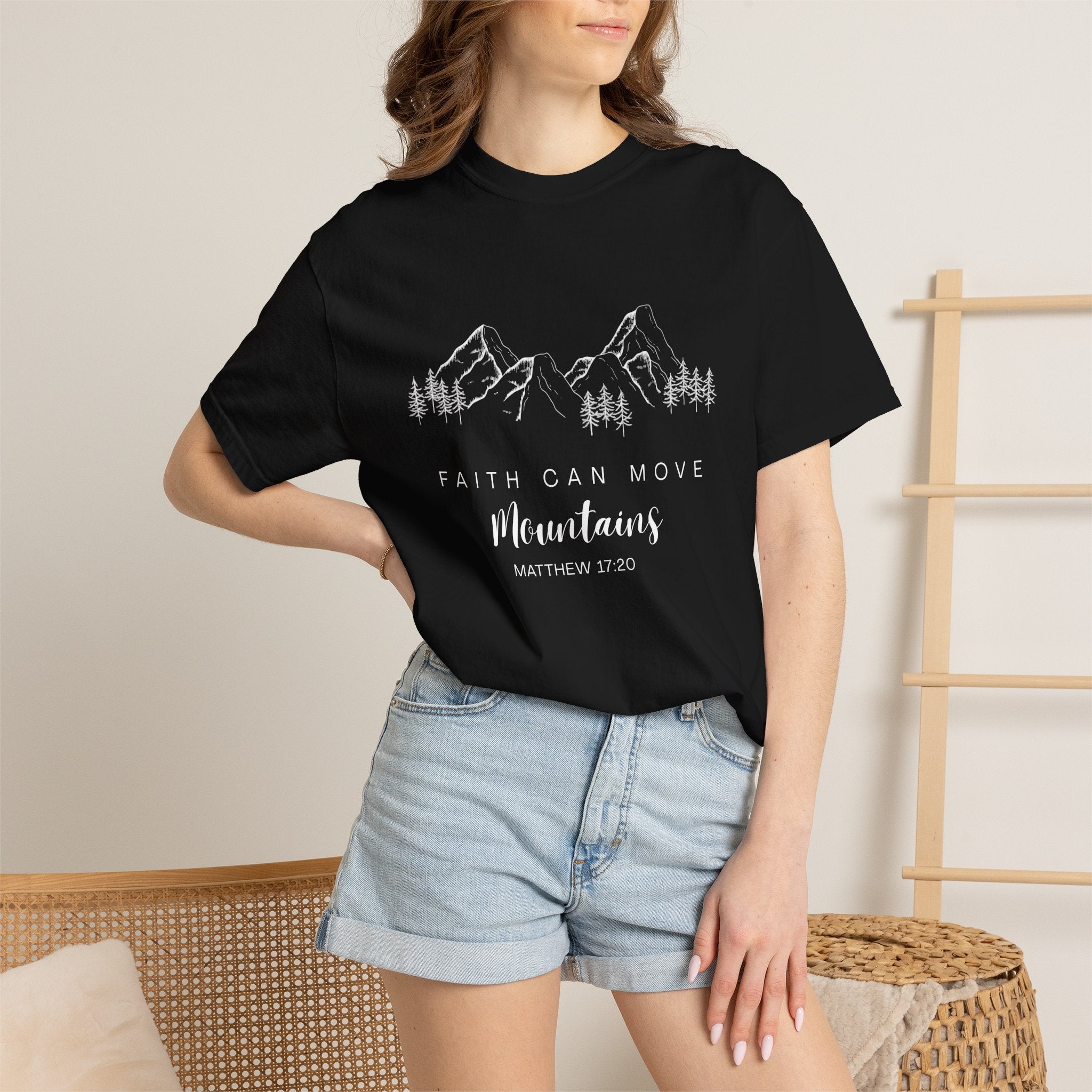Faith Can Move Mountains T-Shirt — Matthew 17:20 Christian Mountain Graphic Tee