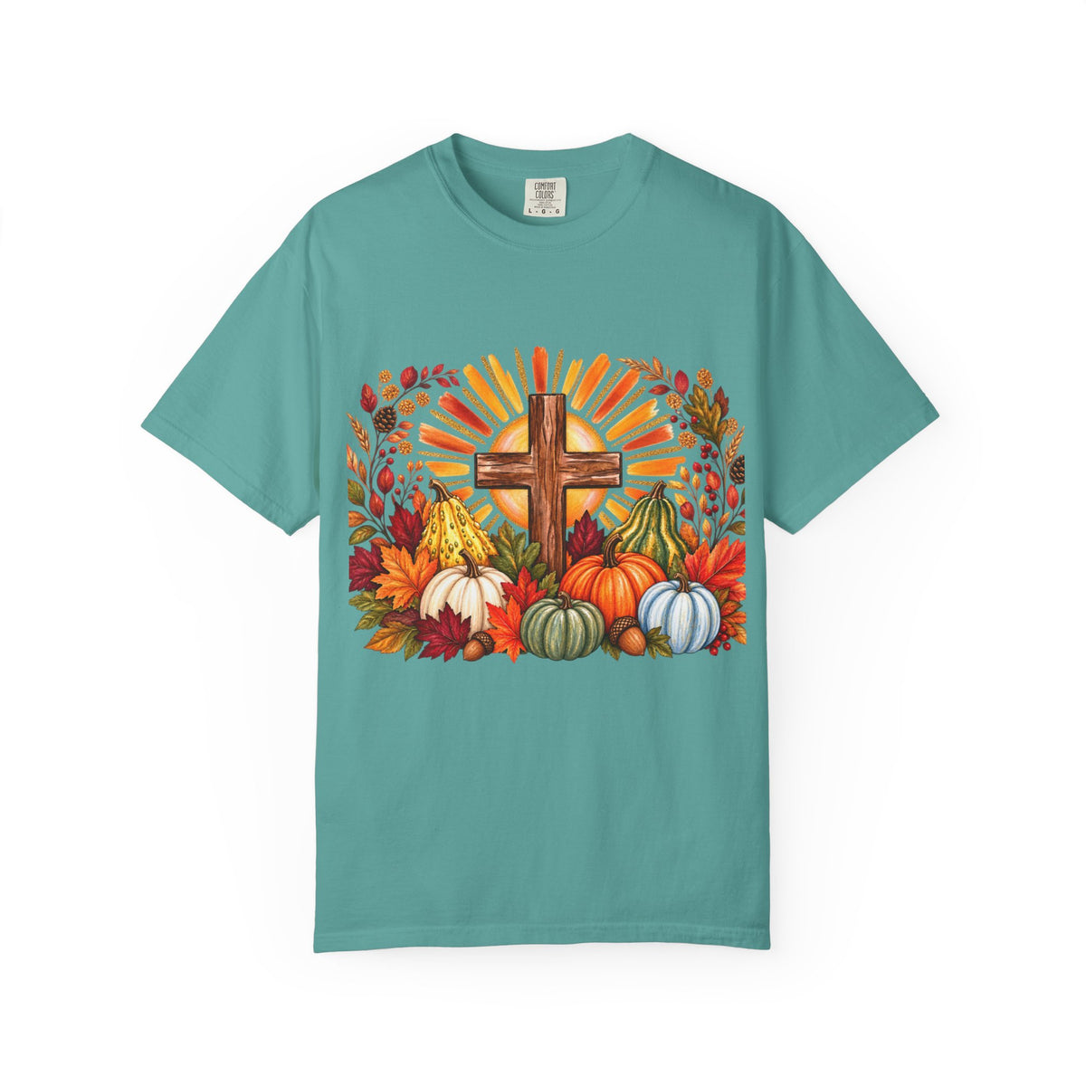 Autumn Harvest Cross TShirt Fall Pumpkin  and Faith Graphic