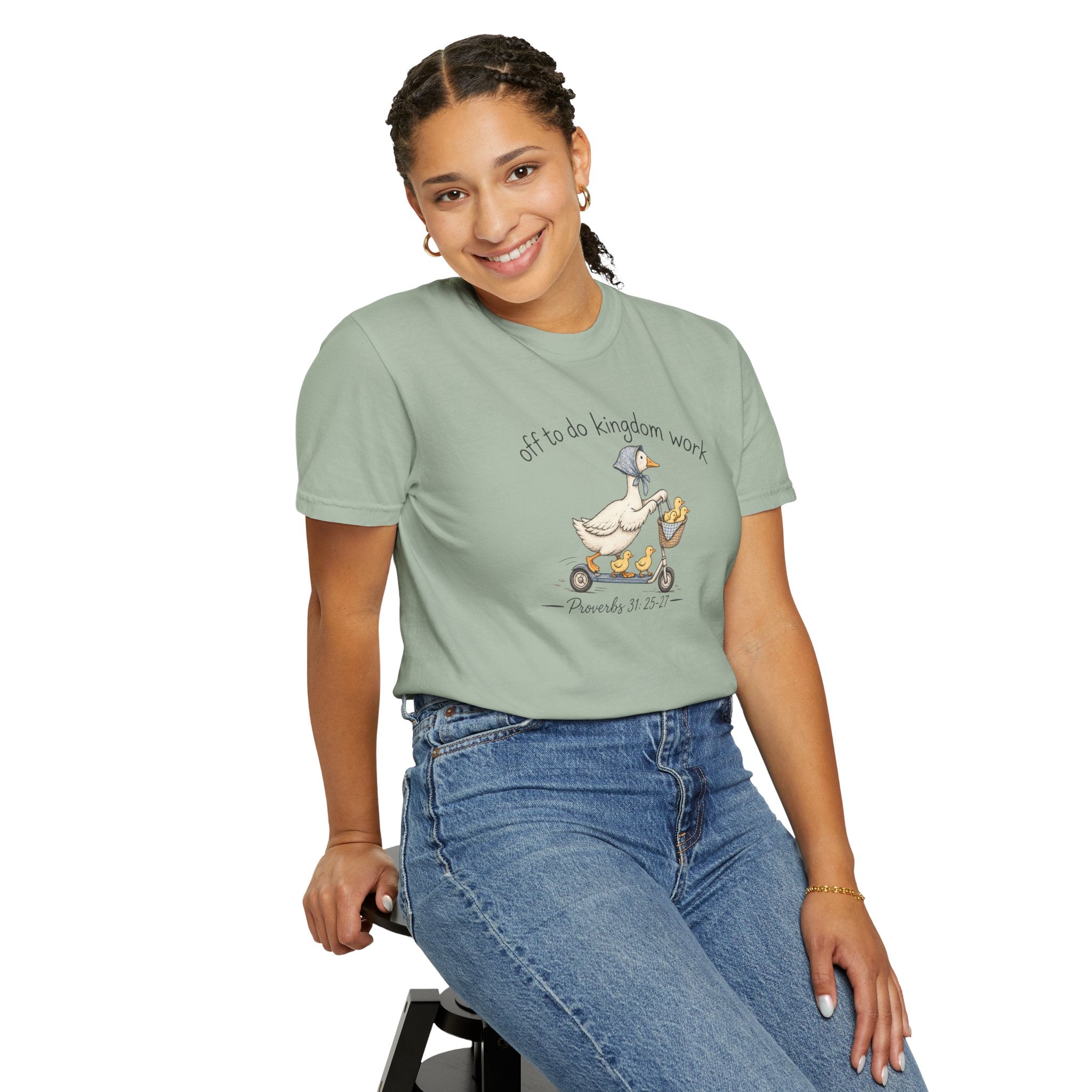 Duck Scooter T-Shirt — "Gf to do kingdom work" Cute Vintage Animal Tee