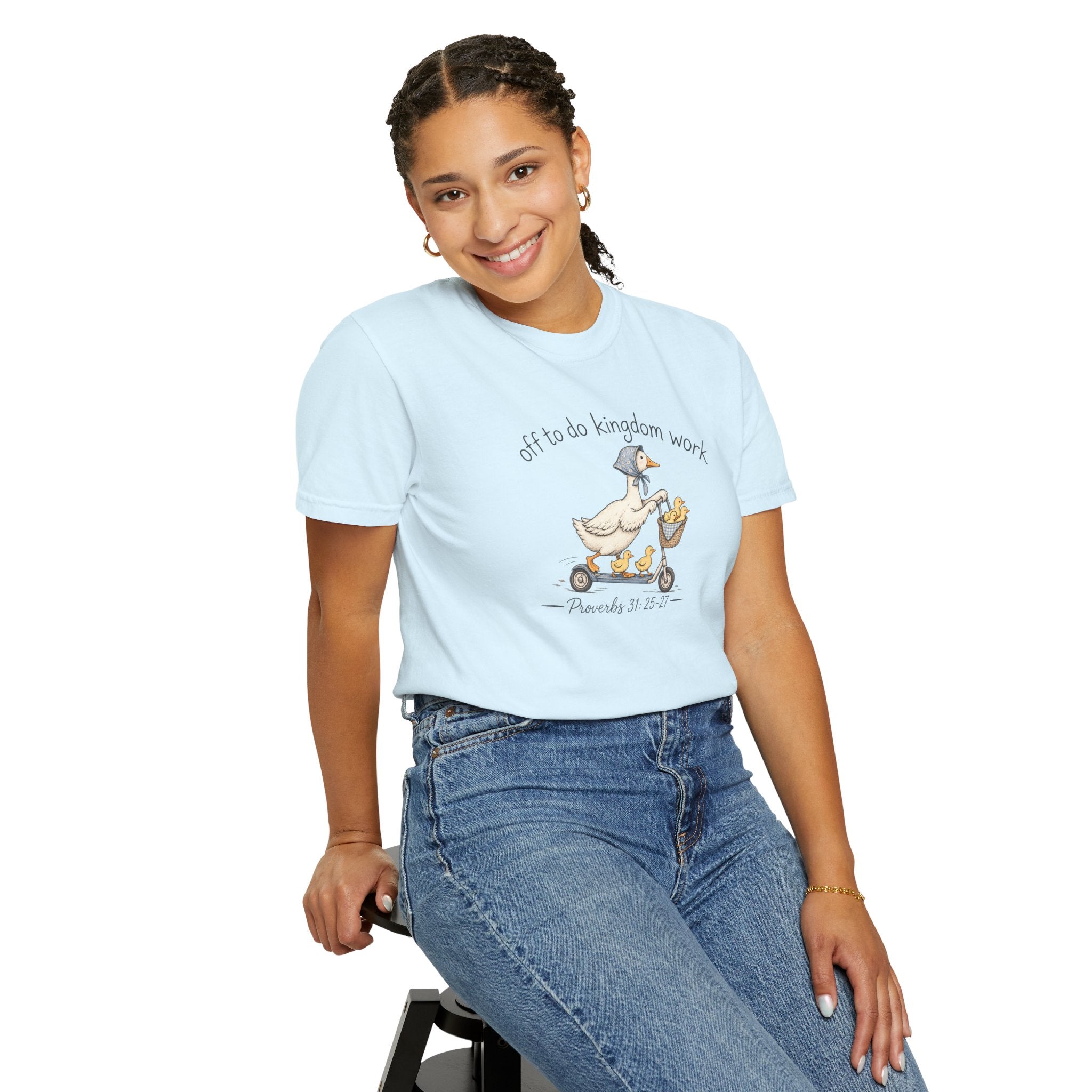Duck Scooter T-Shirt — "Gf to do kingdom work" Cute Vintage Animal Tee