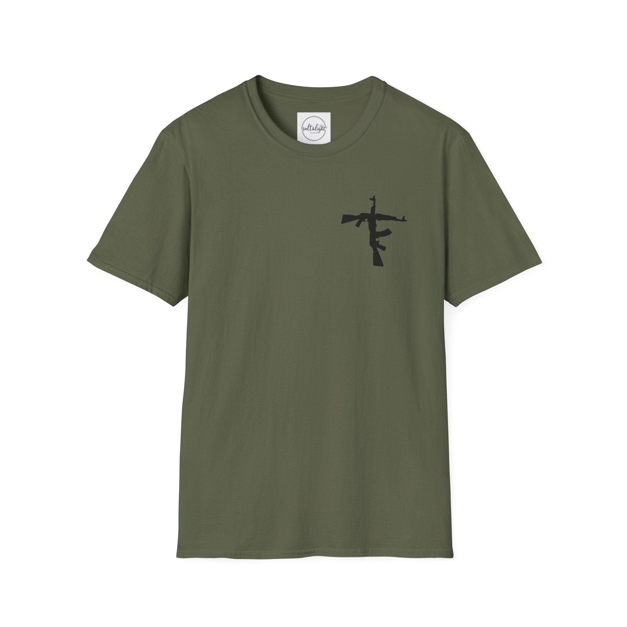 Crossed Rifle Minimalist T‑Shirt — Tactical Silhouette Graphic Tee