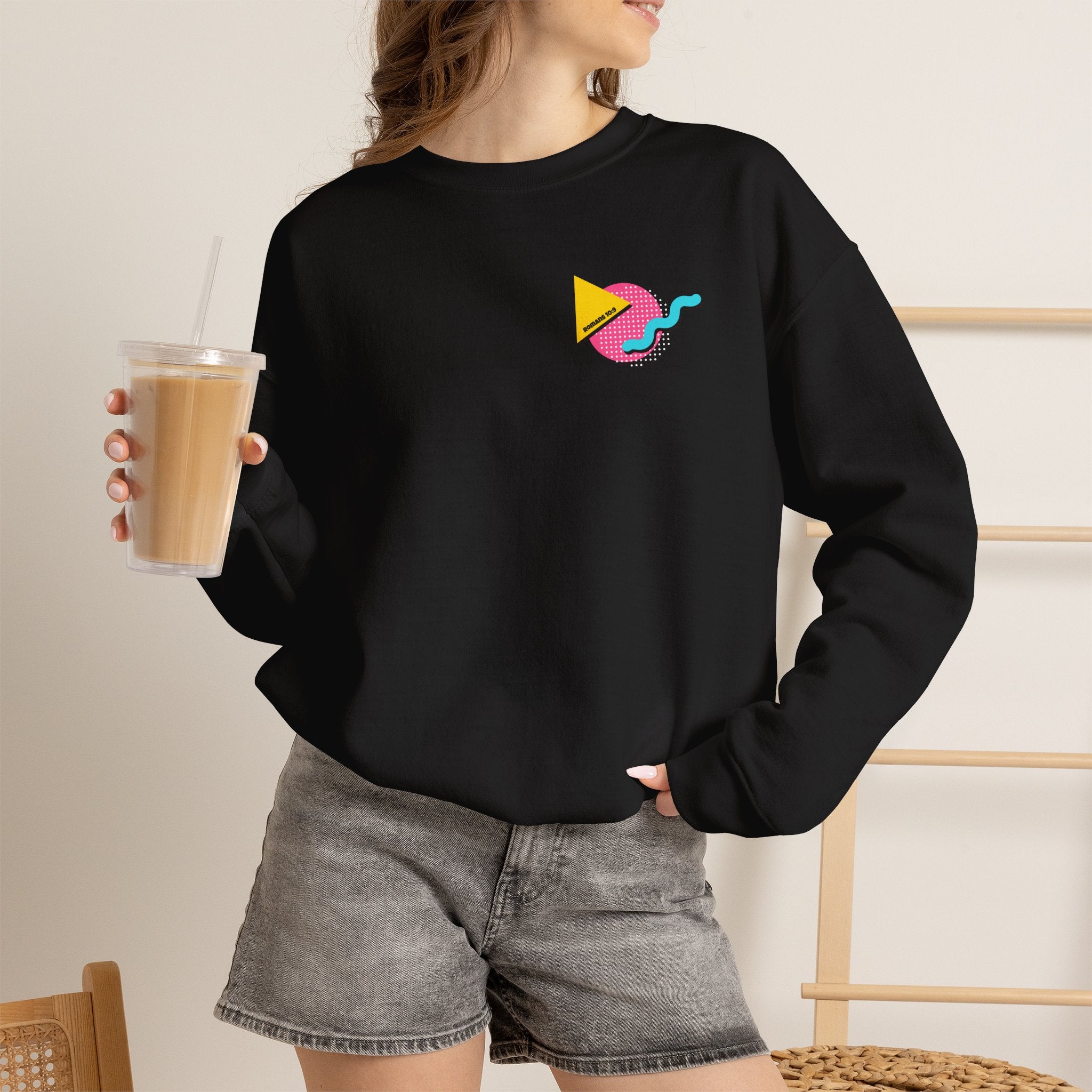 Saved by the Lord Crewneck Sweatshirt — Retro 80s Christian Graphic