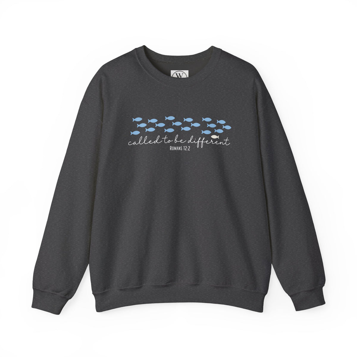 Crewneck Sweatshirt - 'Called to be Different' Blue Fish Design | Christian Faith Sweatshirt, Inspirational Gift