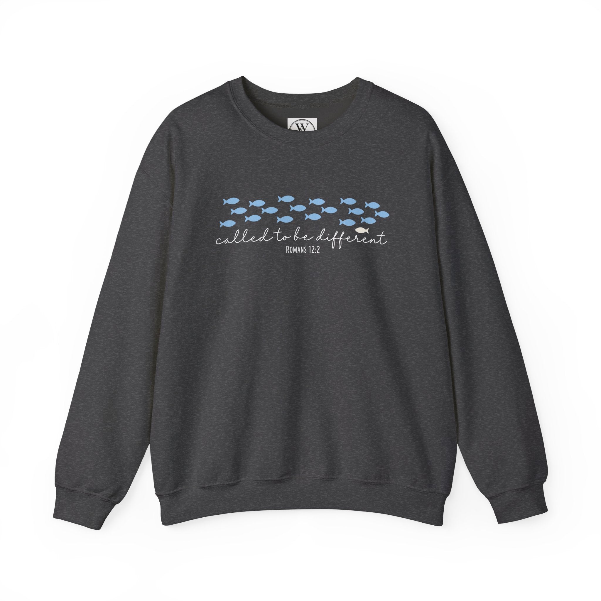 Crewneck Sweatshirt - 'Called to be Different' Blue Fish Design | Christian Faith Sweatshirt, Inspirational Gift