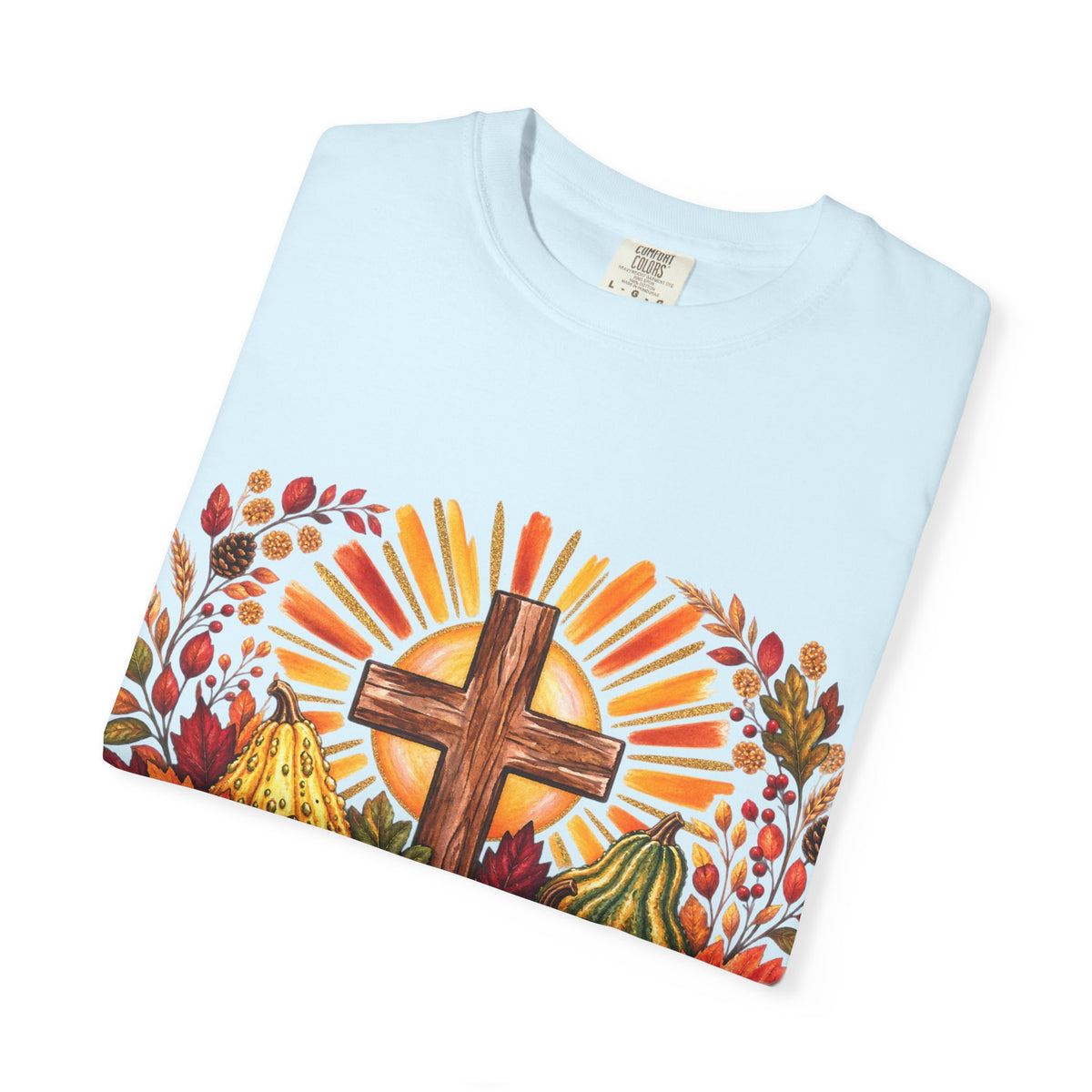 Autumn Harvest Cross TShirt Fall Pumpkin  and Faith Graphic