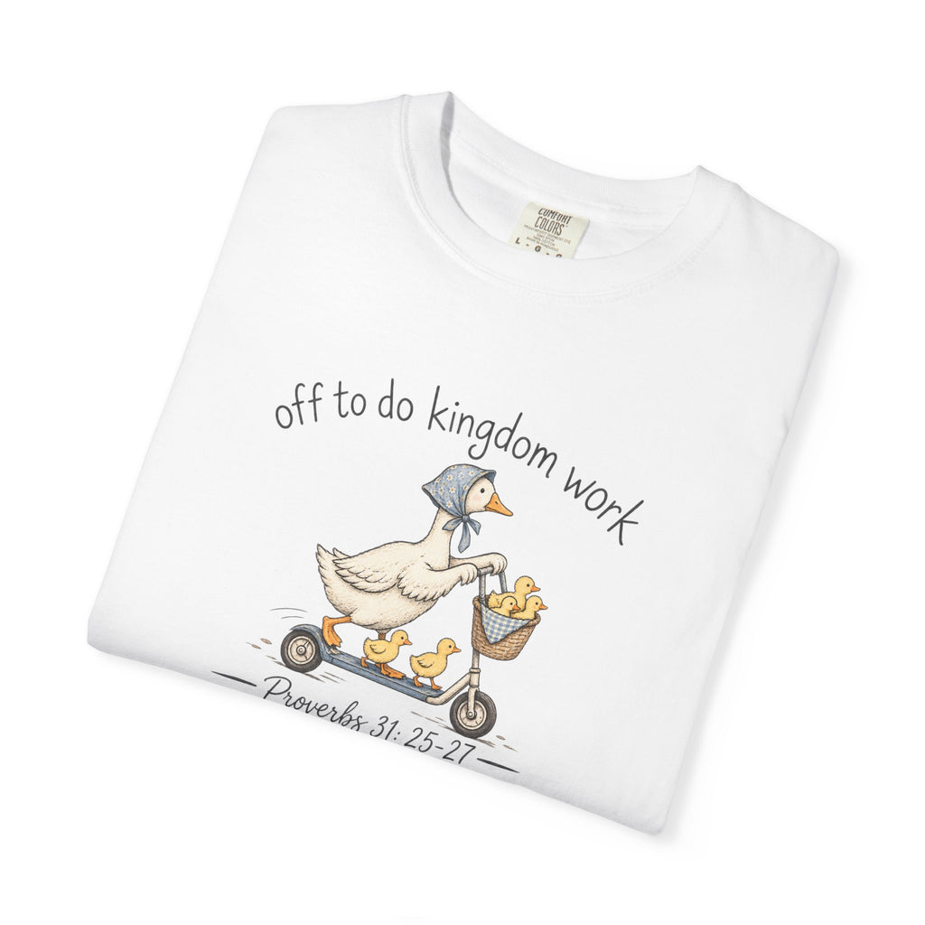 Duck Scooter T-Shirt — "Gf to do kingdom work" Cute Vintage Animal Tee