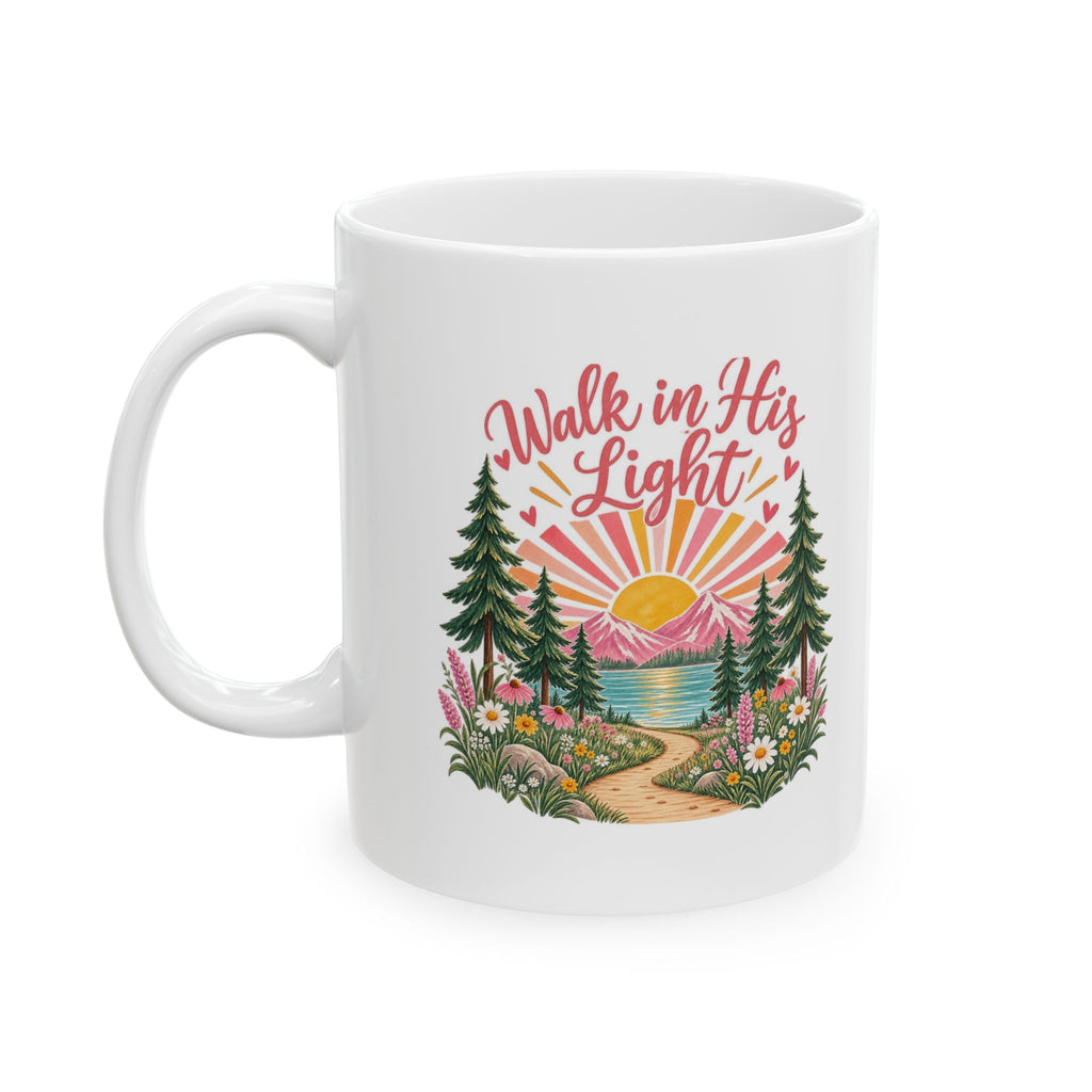 Floral Forest Ceramic Mug — 'Walk in His Light' 11oz