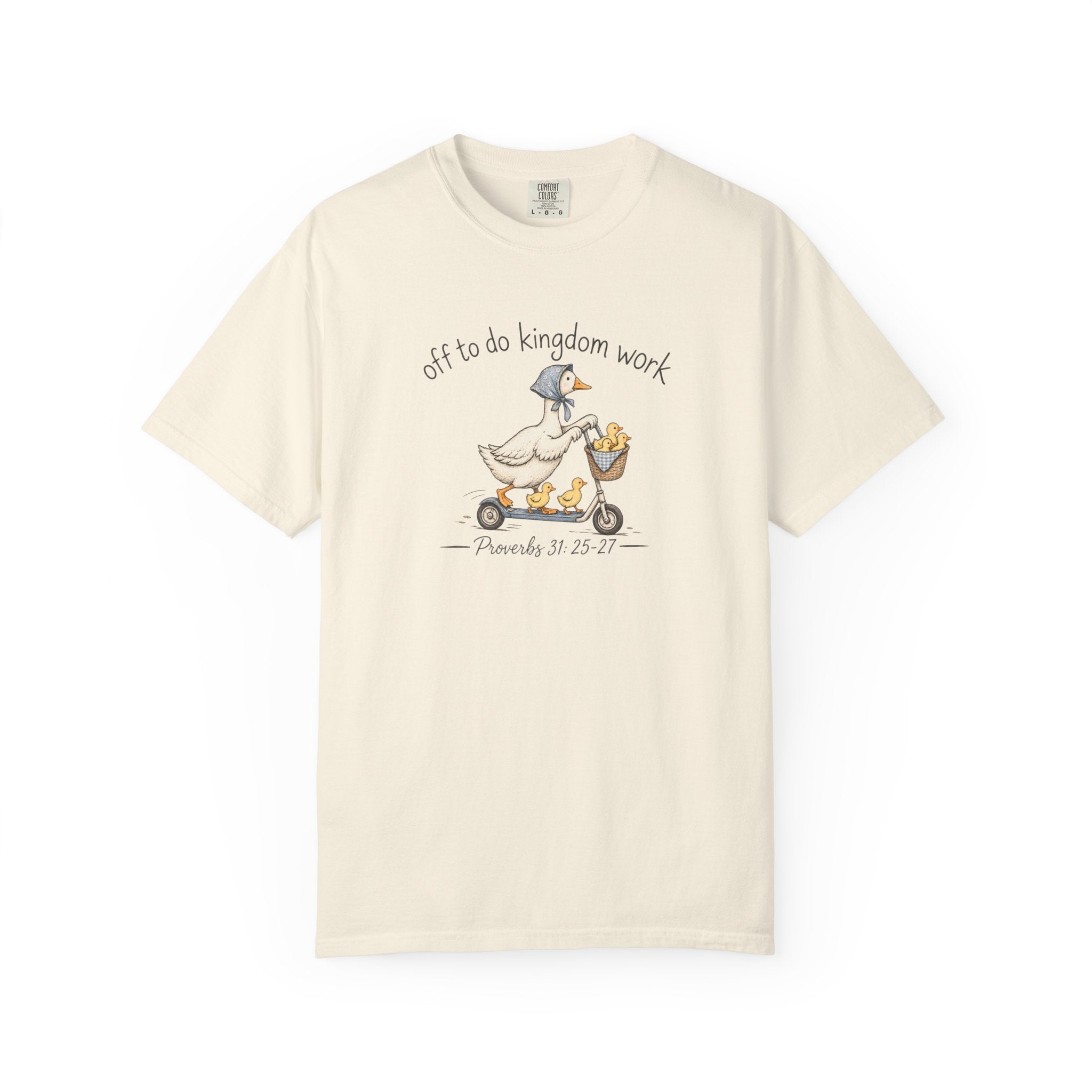 Duck Scooter T-Shirt — "Gf to do kingdom work" Cute Vintage Animal Tee