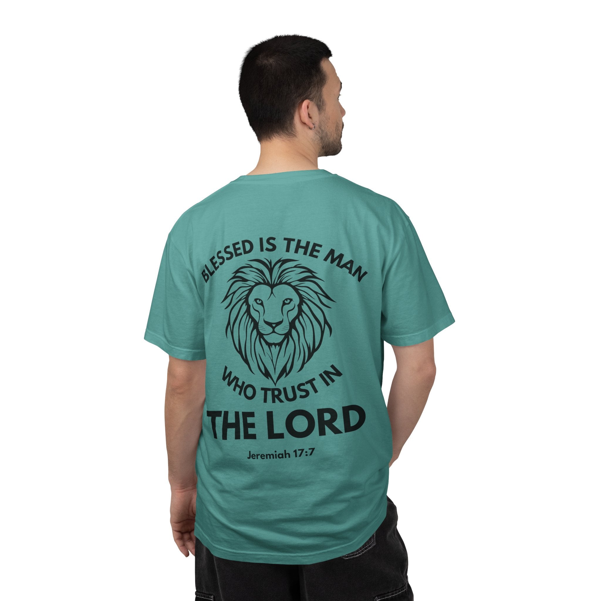 Christian Lion T-Shirt — "Blessed Is The Man Who Trust in The Lord" (Jeremiah 17:7)