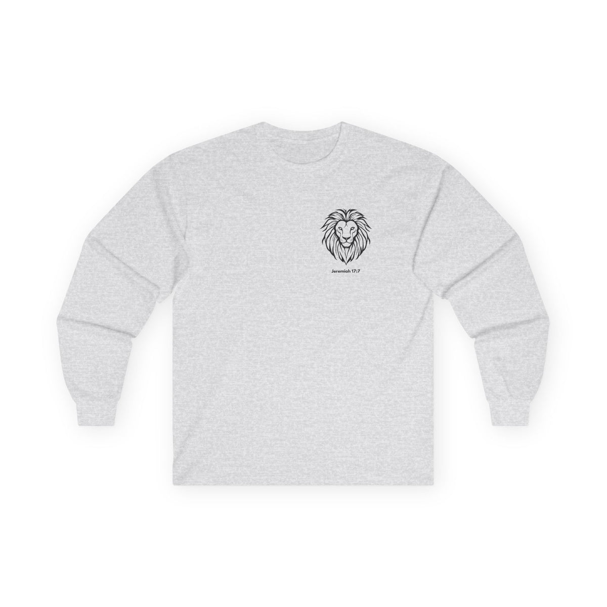 Blessed Is The Man Lion Long Sleeve Tee — "Blessed is the man who trust in The Lord" (Jeremiah 17:7)