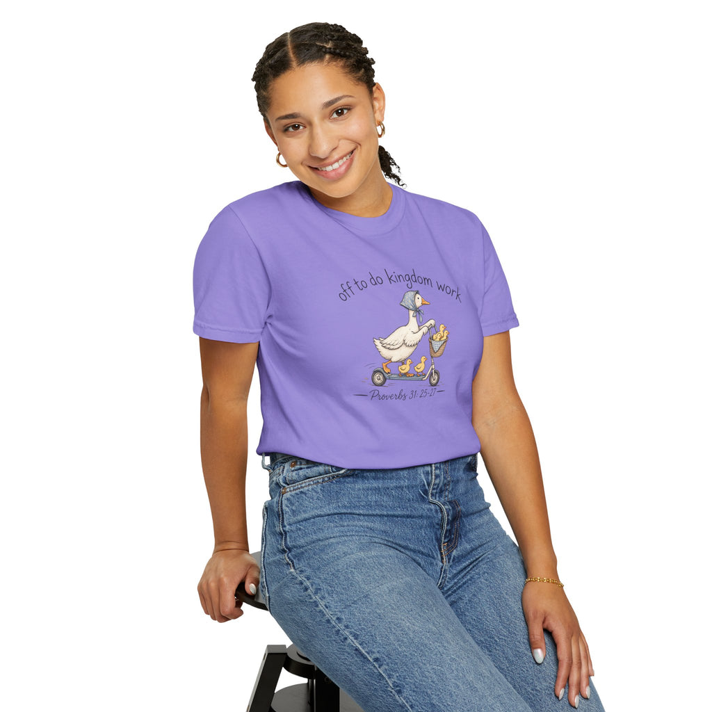 Duck Scooter T-Shirt — "Gf to do kingdom work" Cute Vintage Animal Tee