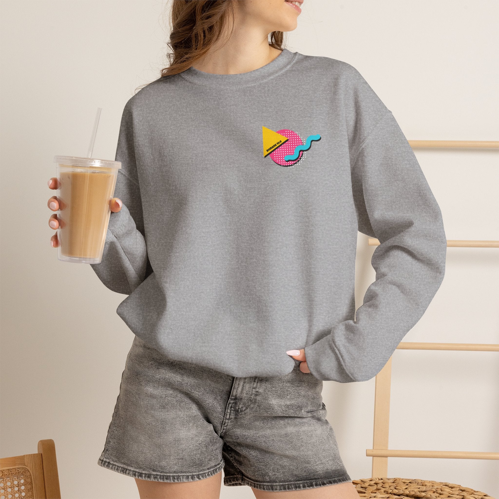 Saved by the Lord Crewneck Sweatshirt — Retro 80s Christian Graphic