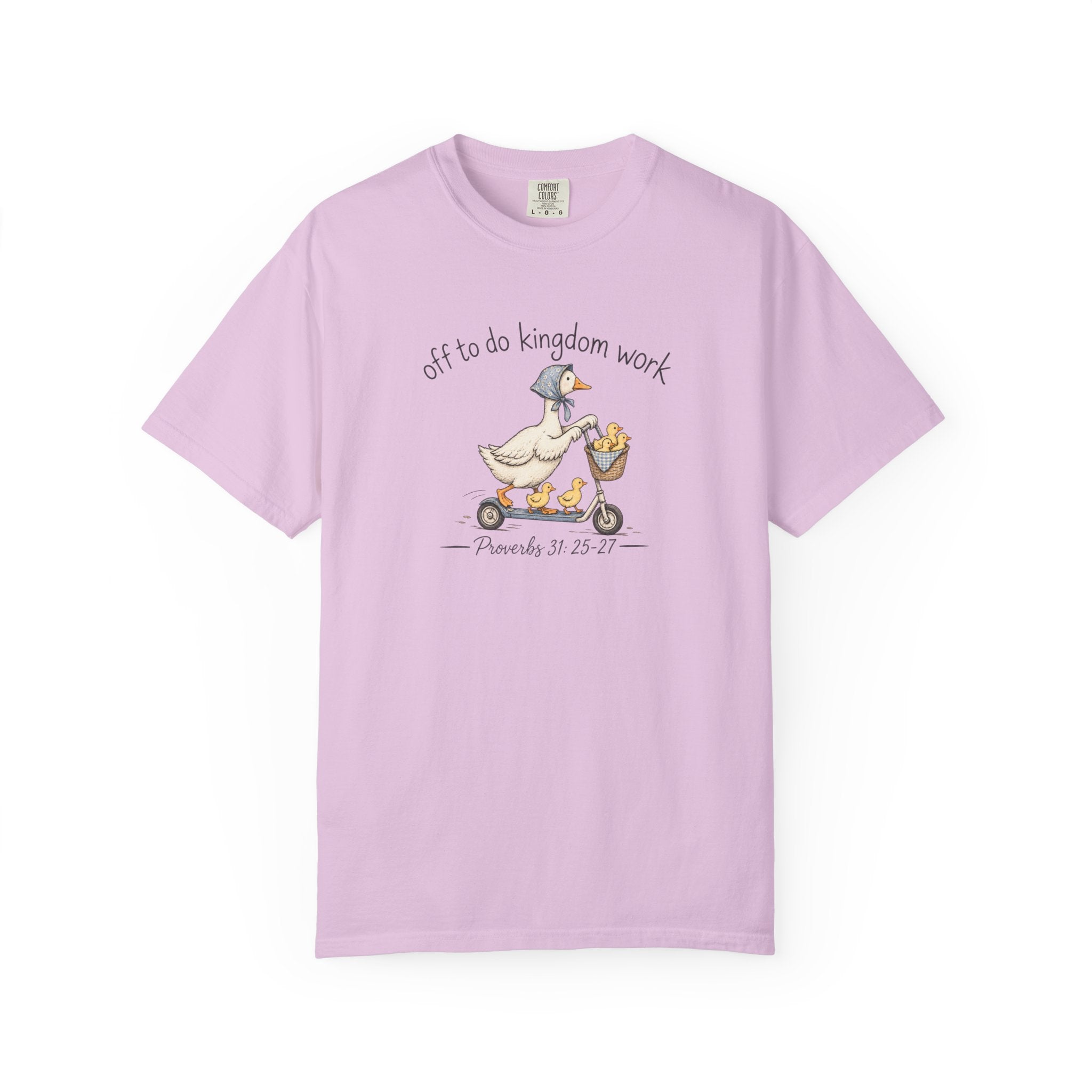 Duck Scooter T-Shirt — "Gf to do kingdom work" Cute Vintage Animal Tee