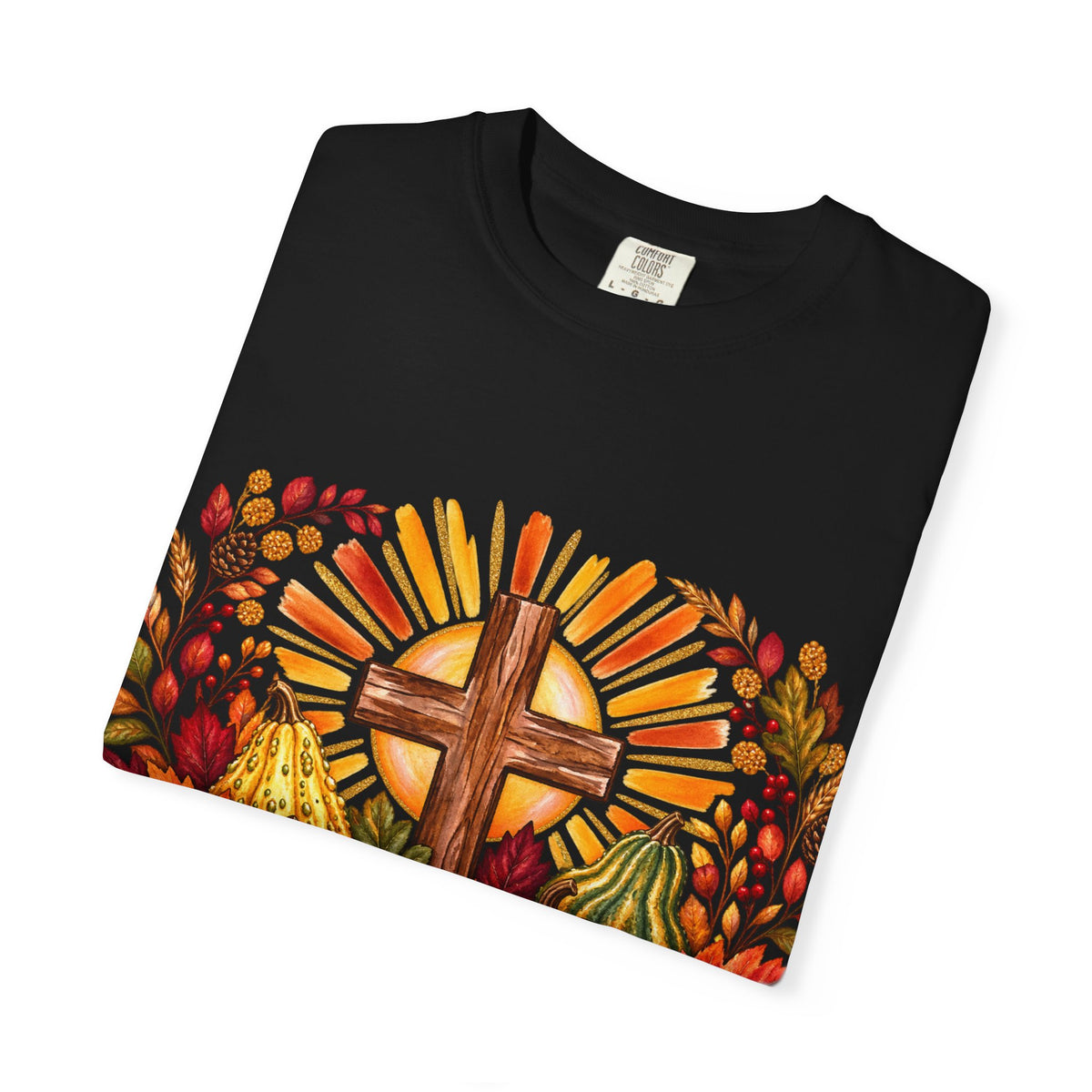 Autumn Harvest Cross TShirt Fall Pumpkin  and Faith Graphic