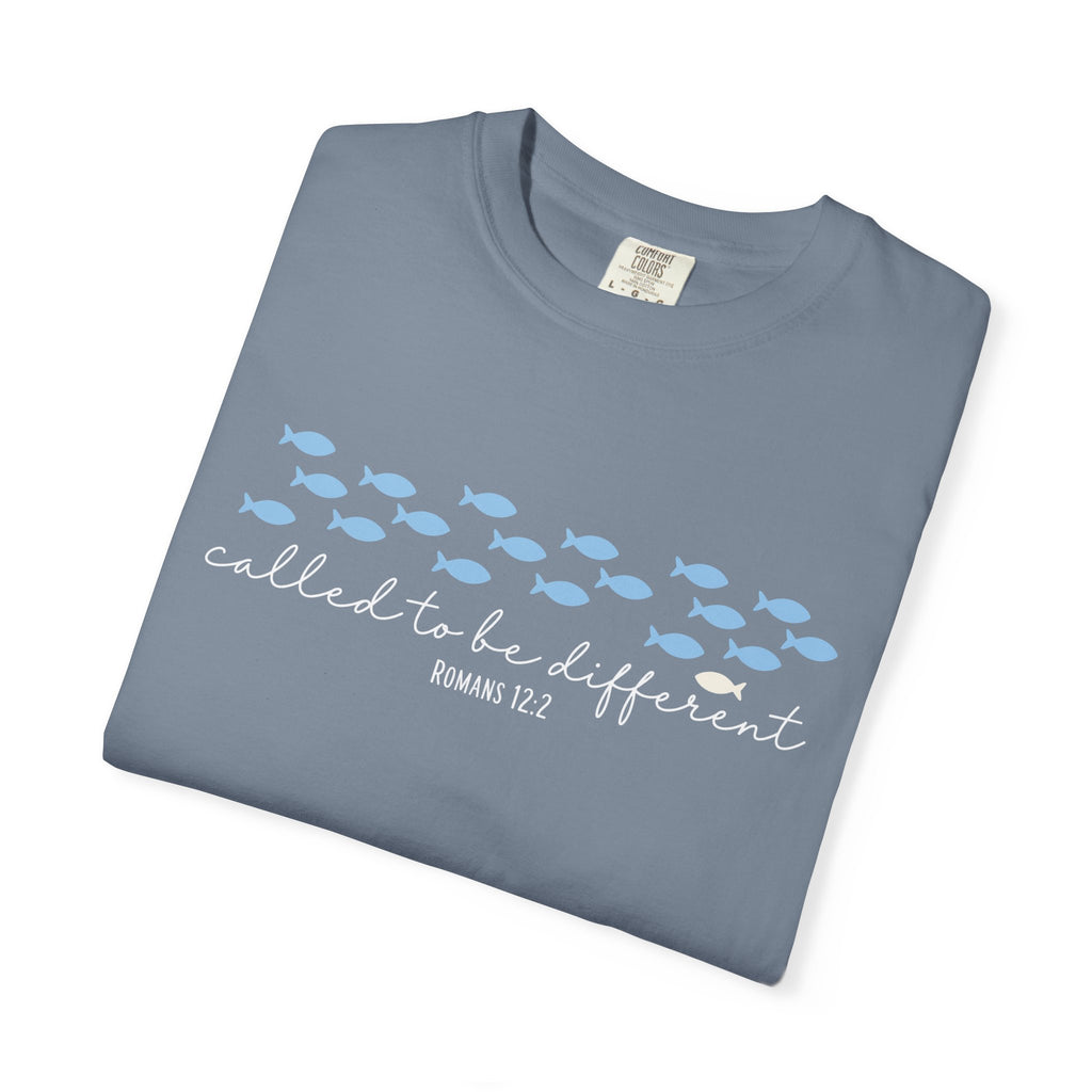 Called to Be Different Fish Graphic T-Shirt — Romans 12:2 Christian Faith Tee