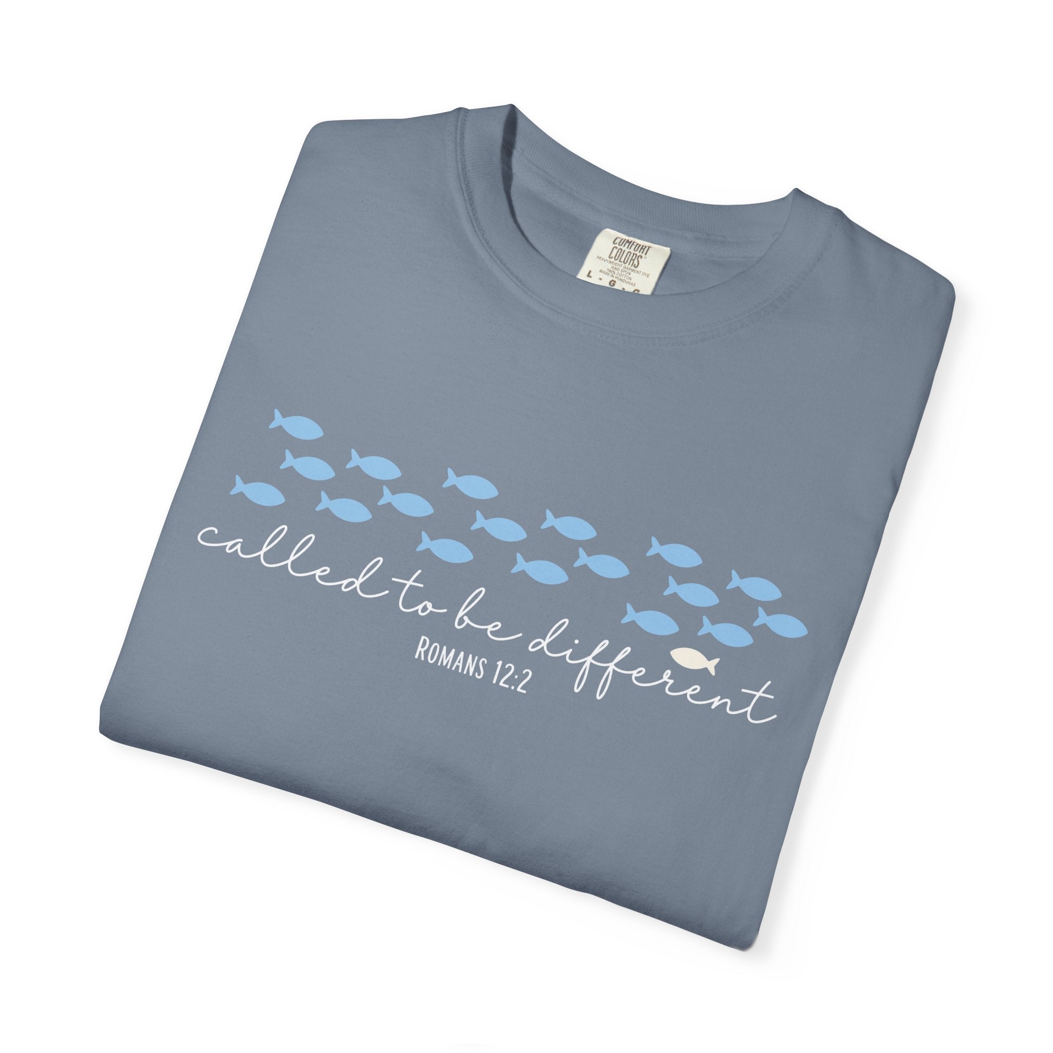 Called to Be Different Fish Graphic T-Shirt — Romans 12:2 Christian Faith Tee