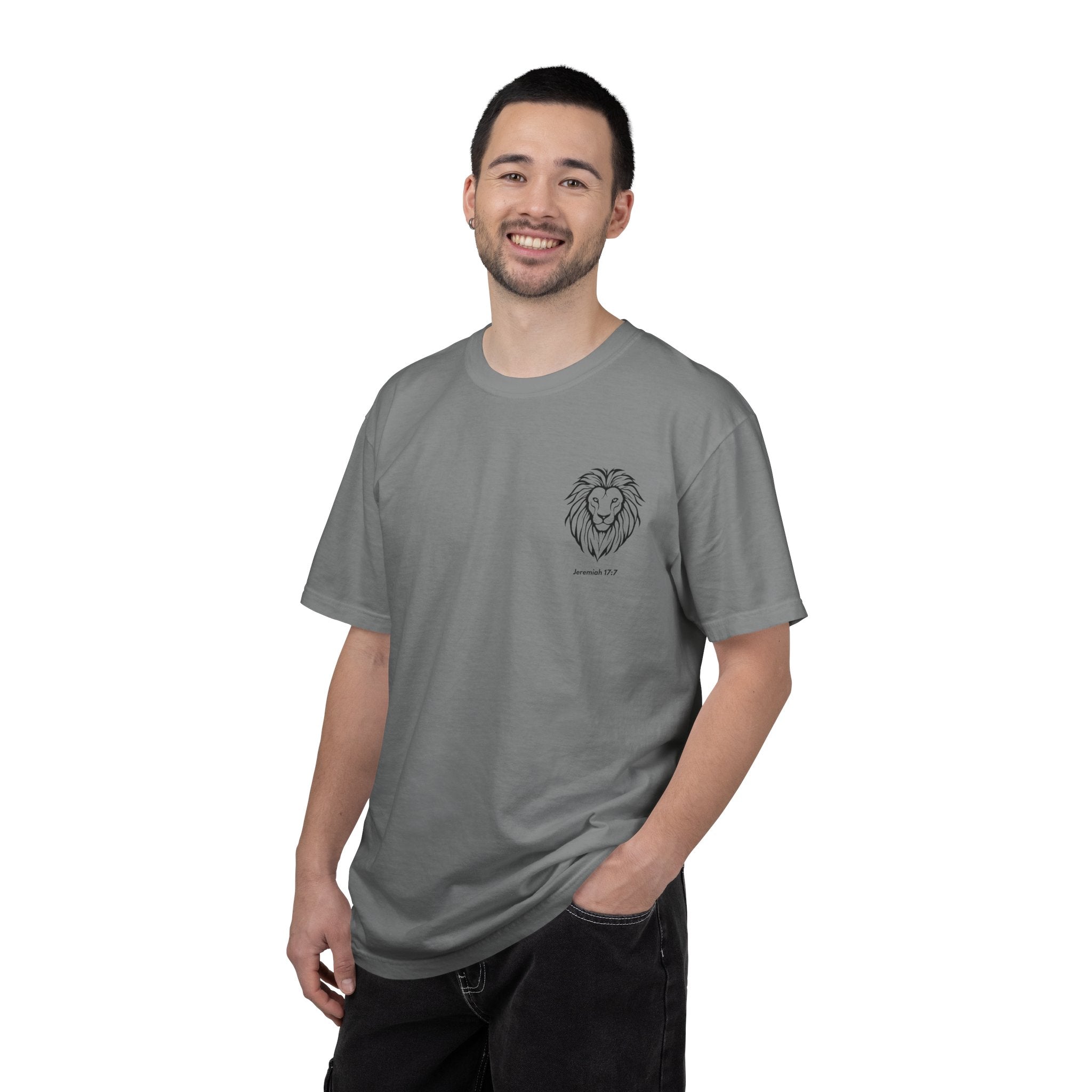 Christian Lion T-Shirt — "Blessed Is The Man Who Trust in The Lord" (Jeremiah 17:7)