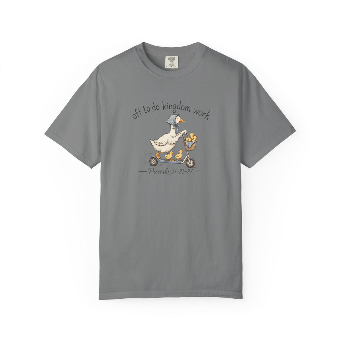 Duck Scooter T-Shirt — "Gf to do kingdom work" Cute Vintage Animal Tee