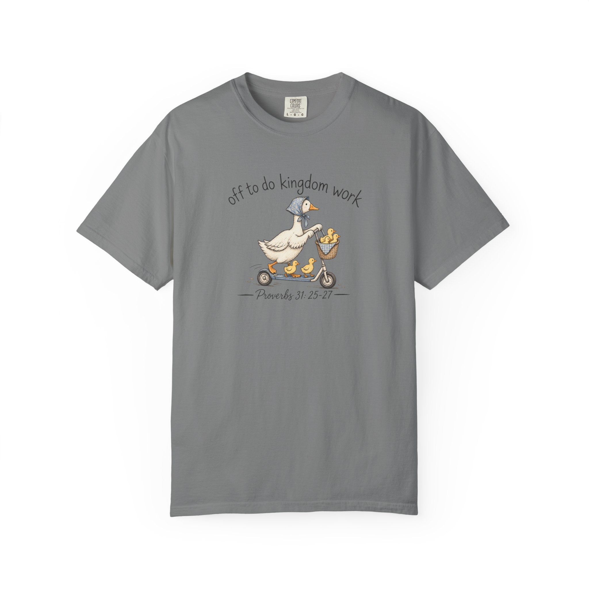 Duck Scooter T-Shirt — "Gf to do kingdom work" Cute Vintage Animal Tee