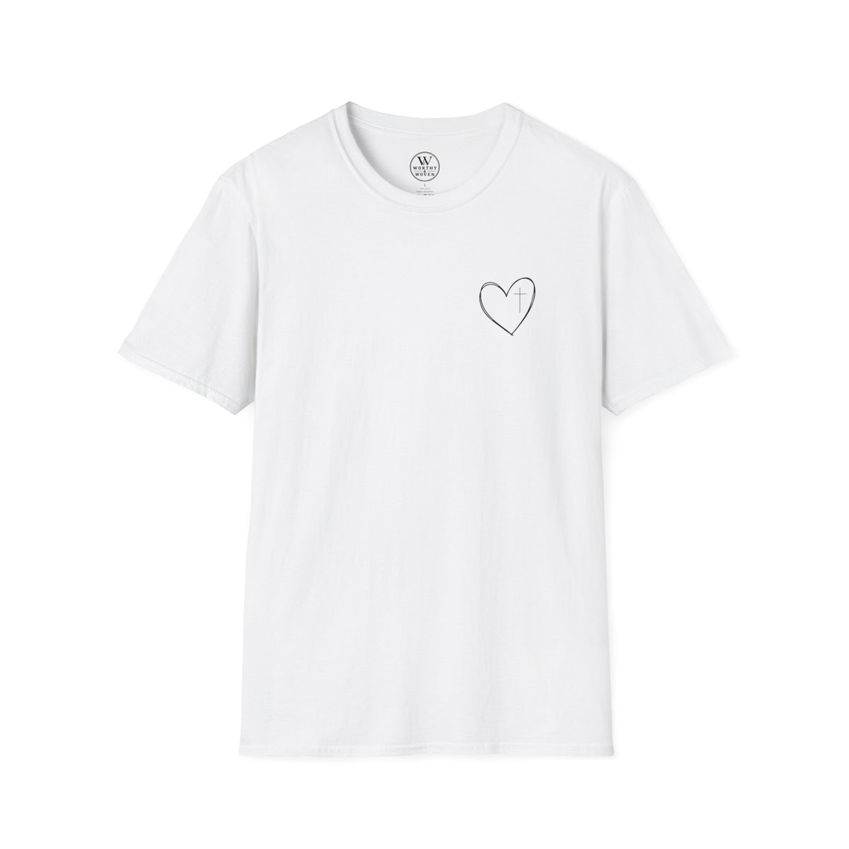 Minimal Cross Heart T‑Shirt — Simple Christian Heart Chest Tee
