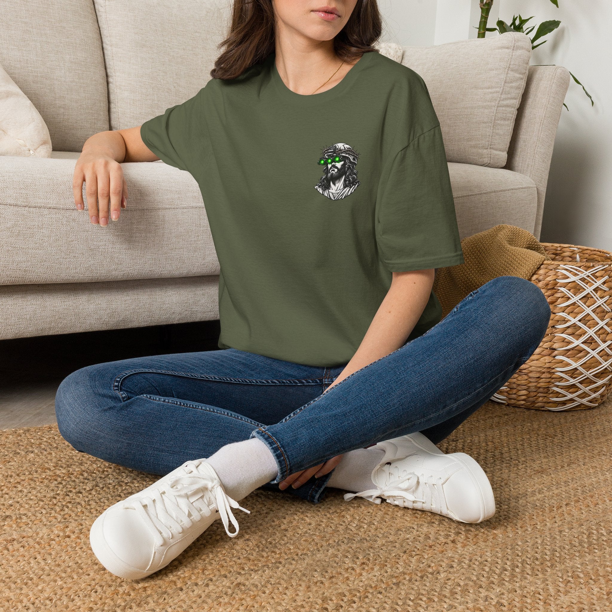 Night Vision Jesus T-Shirt — Retro Neon God Graphic Tee