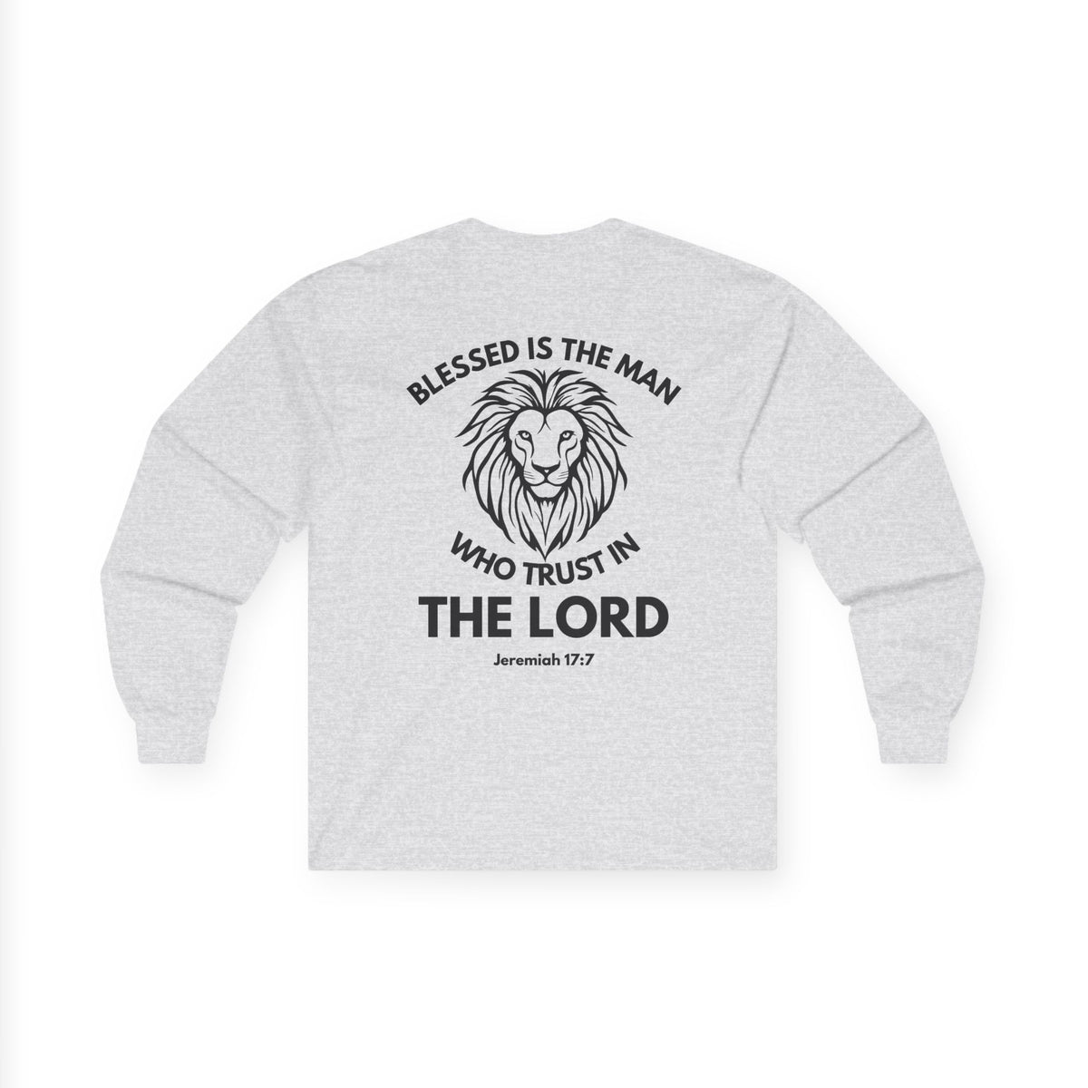 Blessed Is The Man Lion Long Sleeve Tee — "Blessed is the man who trust in The Lord" (Jeremiah 17:7)