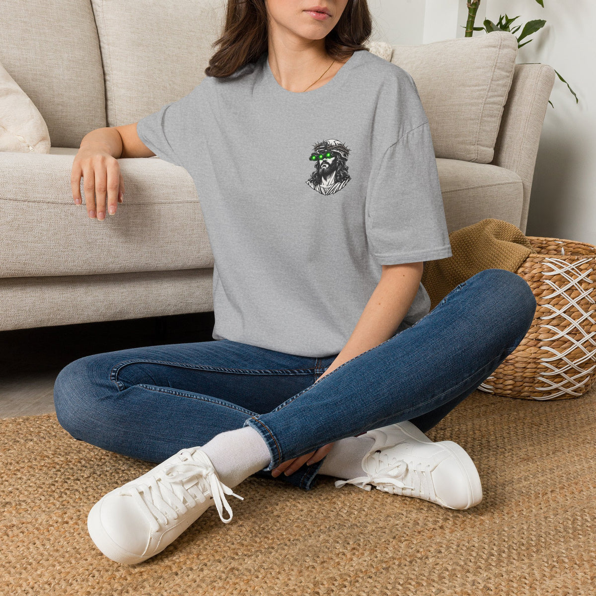 Night Vision Jesus T-Shirt — Retro Neon God Graphic Tee