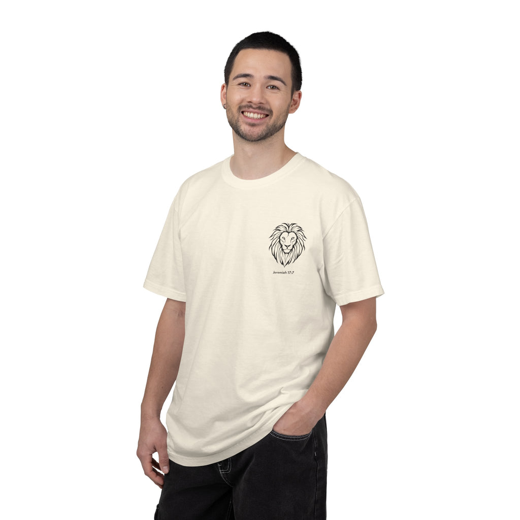 Christian Lion T-Shirt — "Blessed Is The Man Who Trust in The Lord" (Jeremiah 17:7)