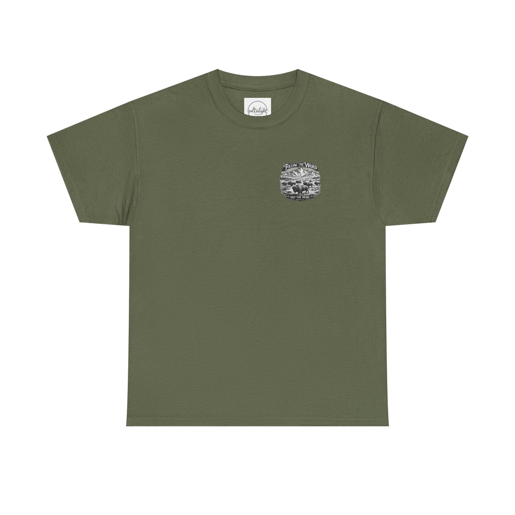 'Follow the Word, Not the Herd' Buffalo Mountain Graphic Tee