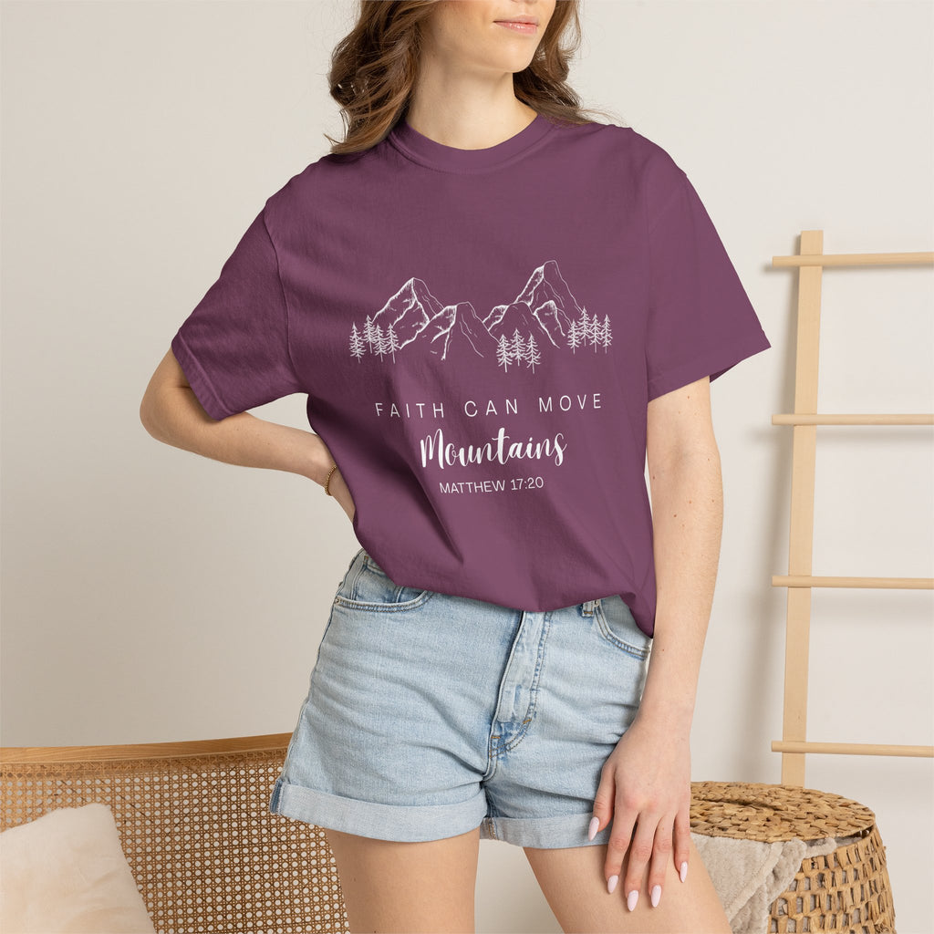Faith Can Move Mountains T-Shirt — Matthew 17:20 Christian Mountain Graphic Tee