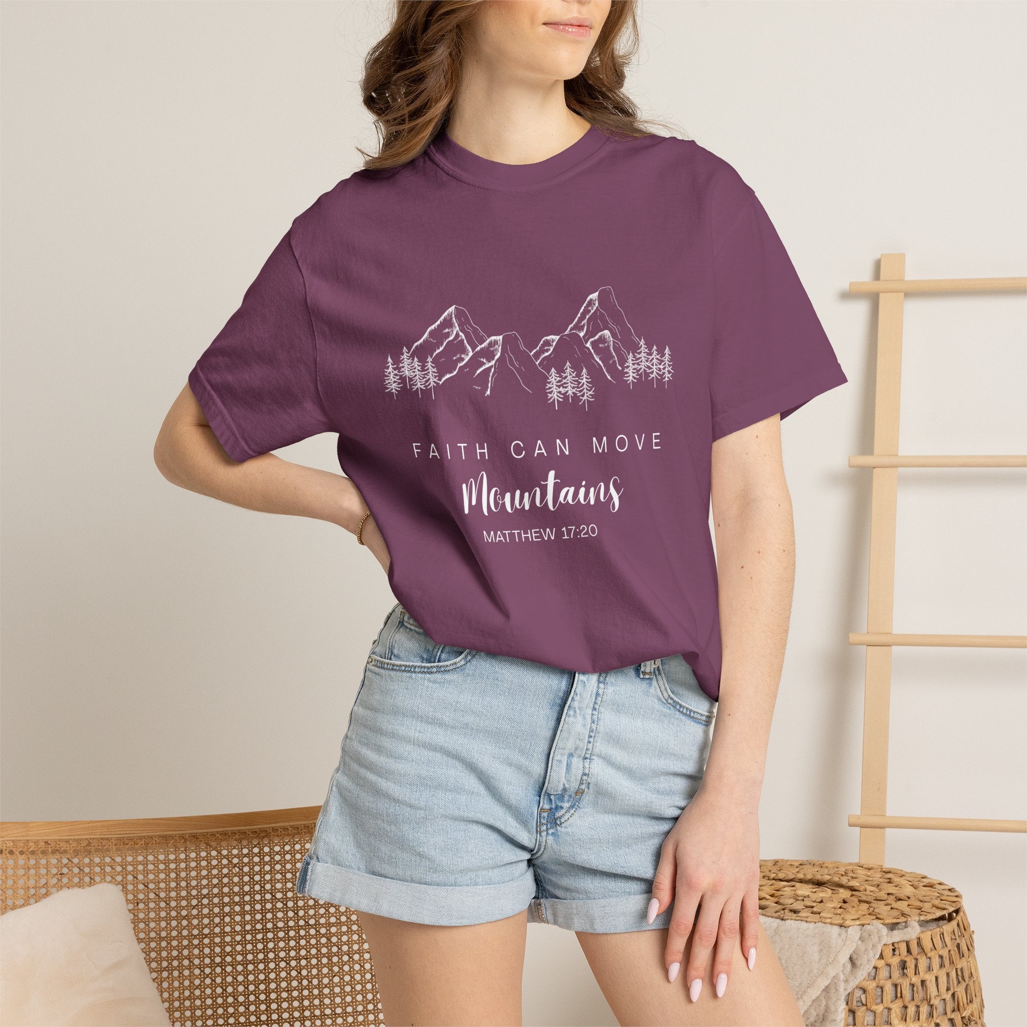 Faith Can Move Mountains T-Shirt — Matthew 17:20 Christian Mountain Graphic Tee