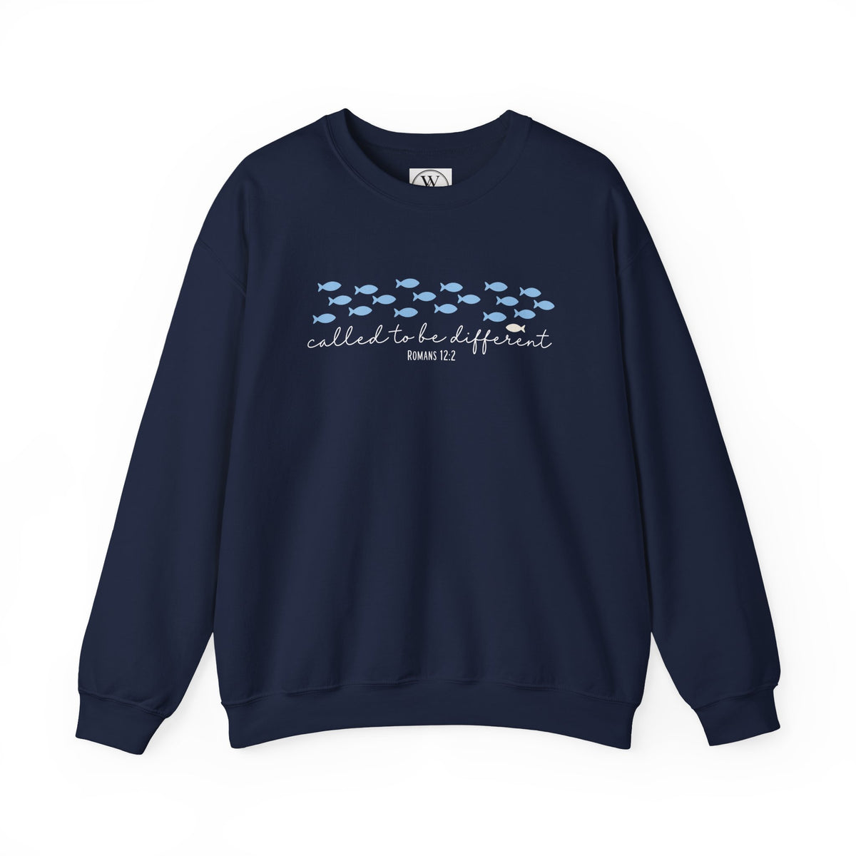 Crewneck Sweatshirt - 'Called to be Different' Blue Fish Design | Christian Faith Sweatshirt, Inspirational Gift
