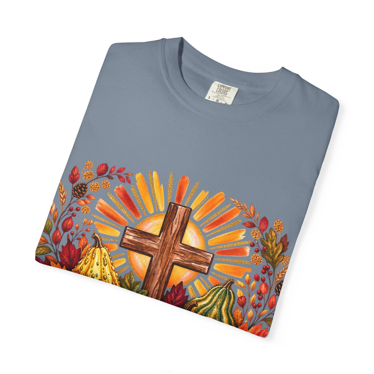 Autumn Harvest Cross TShirt Fall Pumpkin  and Faith Graphic