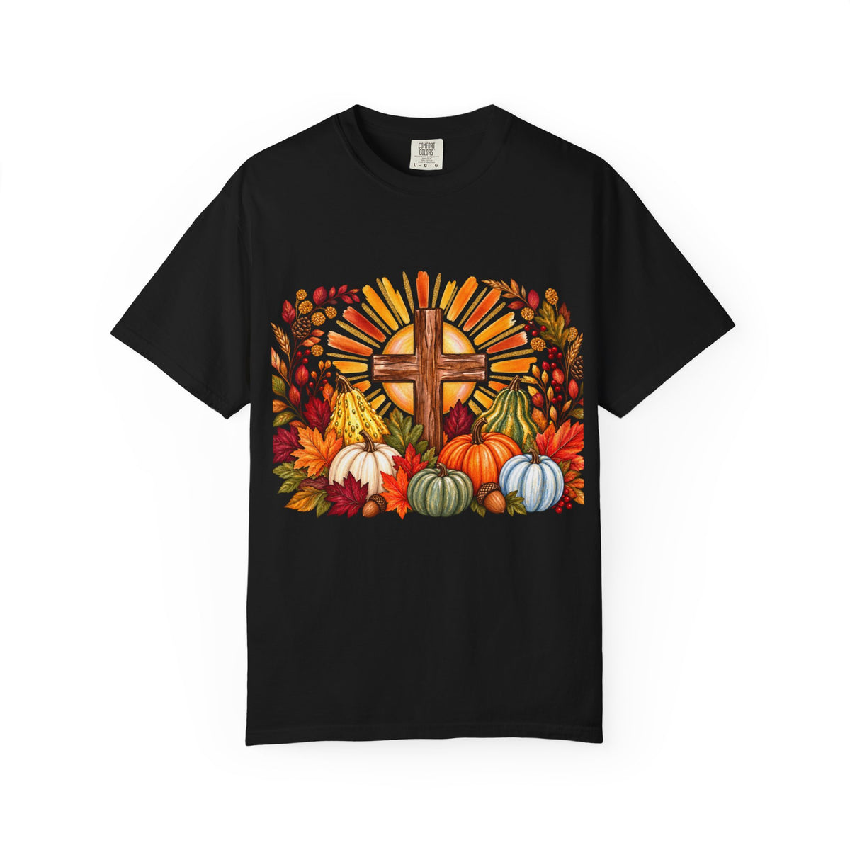 Autumn Harvest Cross TShirt Fall Pumpkin  and Faith Graphic